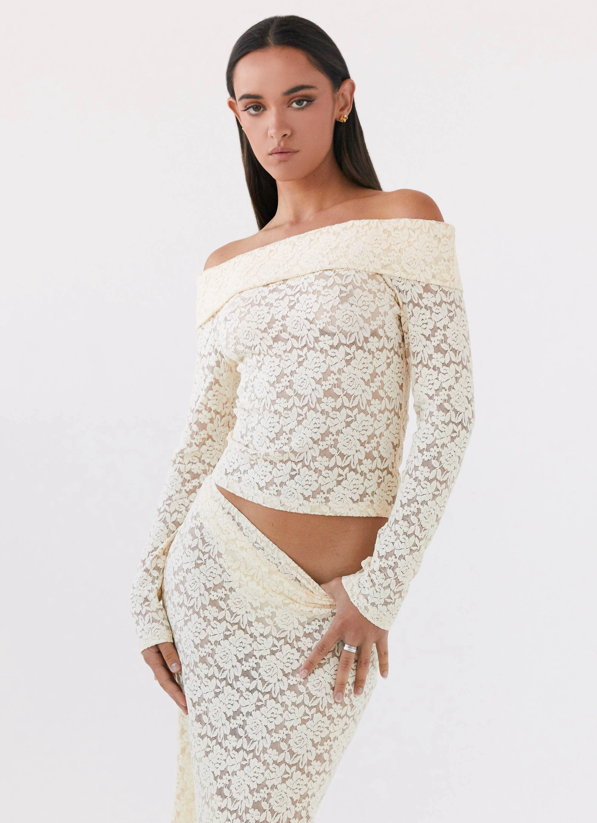 Adaptive Temperature Control Zephyra Lace Long Sleeve Top - Natural