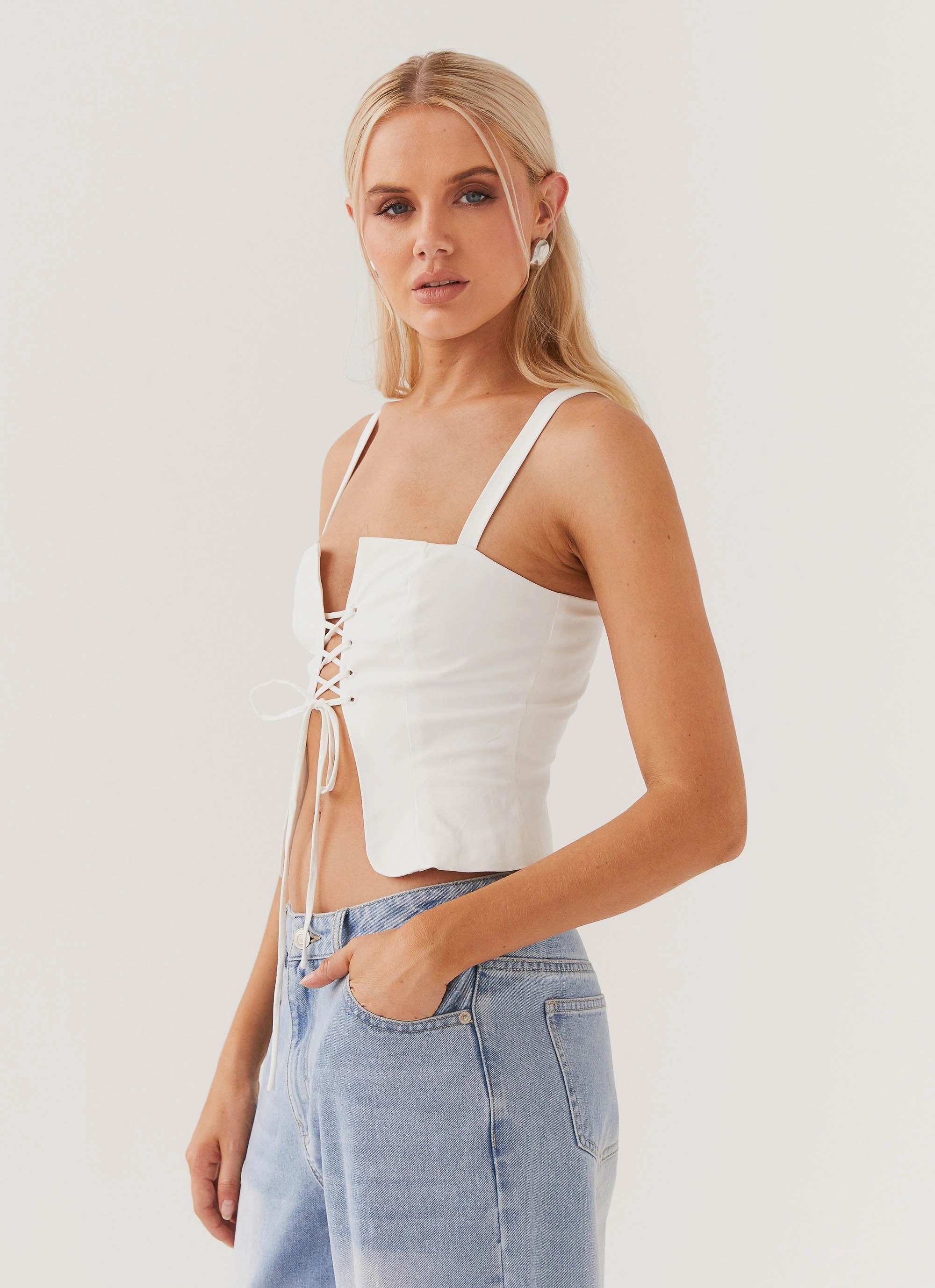 Self Cleaning Coating Hopeful Hearts Bustier Top - White