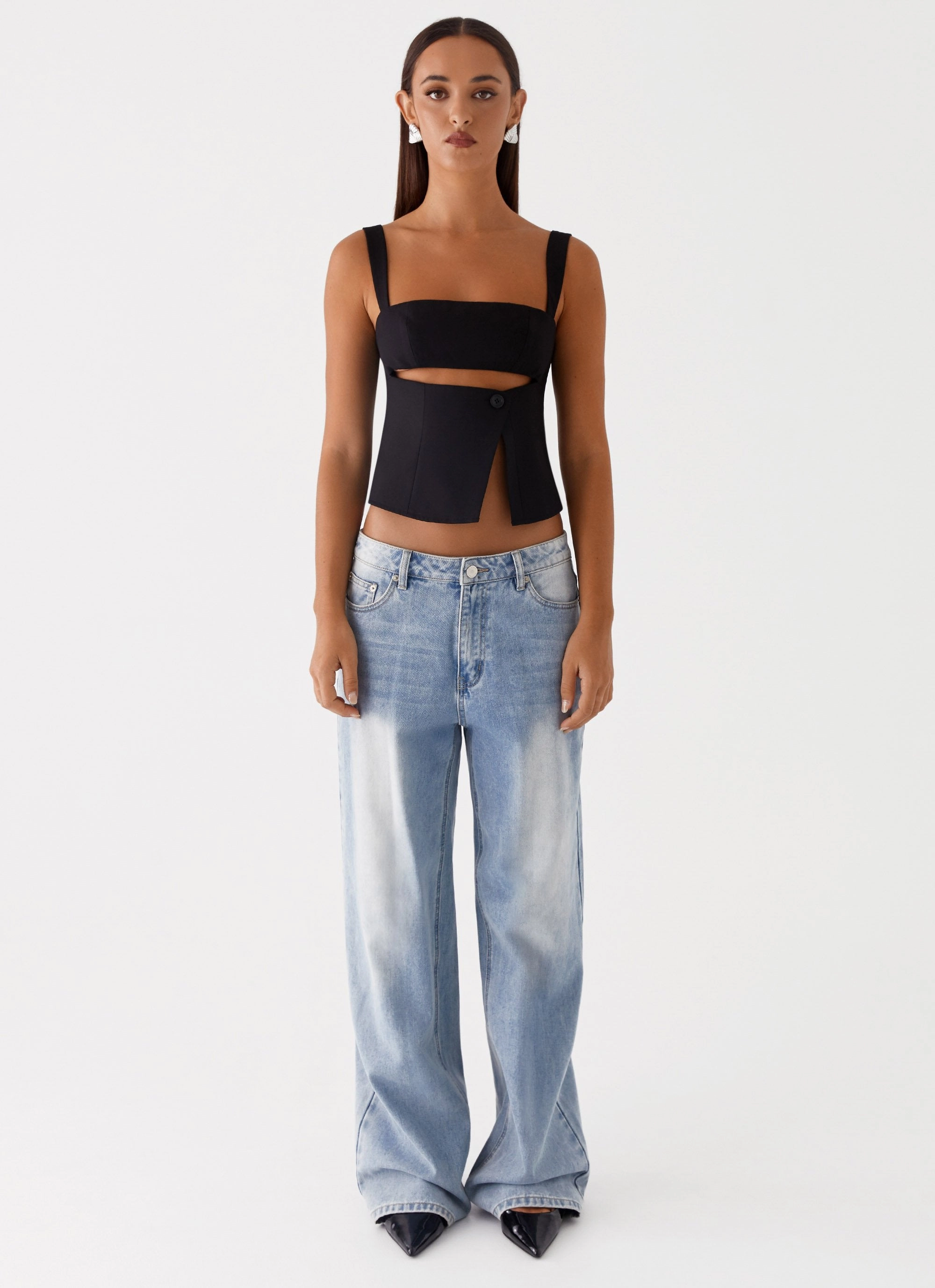 Pia Cut Out Top - Black AntiBacterial Coating FadeResistant