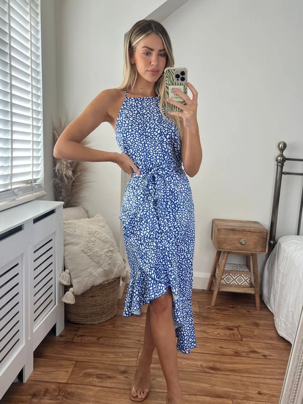 Summer Ready Urban Favorite Ariana Halter Frill Dress / Blue Pebble