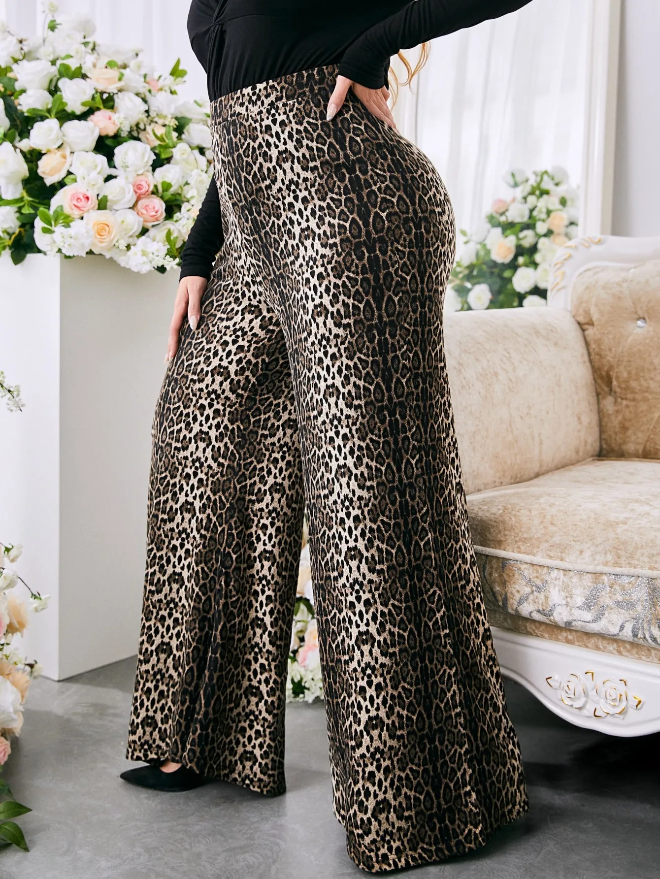 Snakeskin Print Long Plus Size Pants