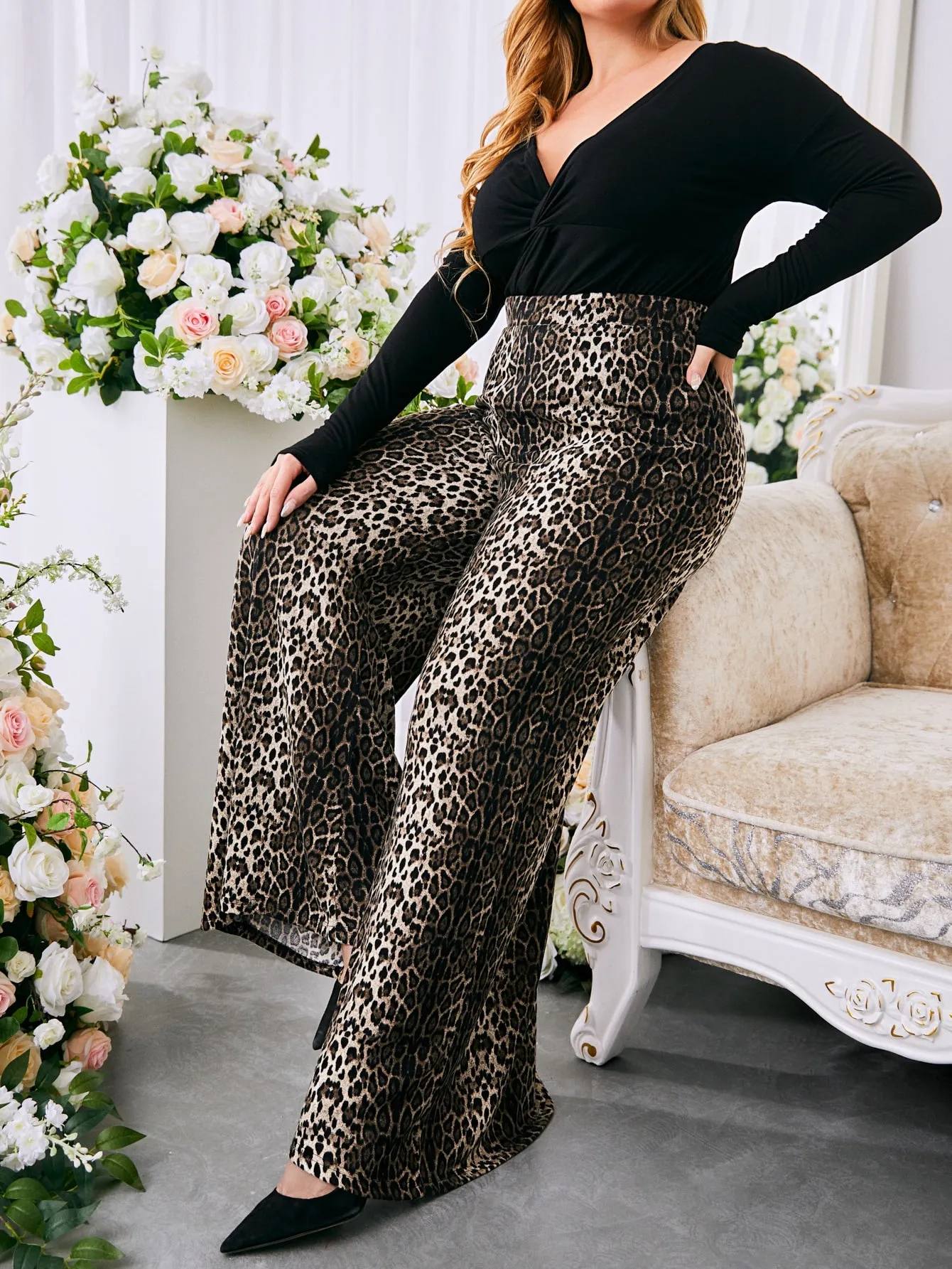 Snakeskin Print Long Plus Size Pants