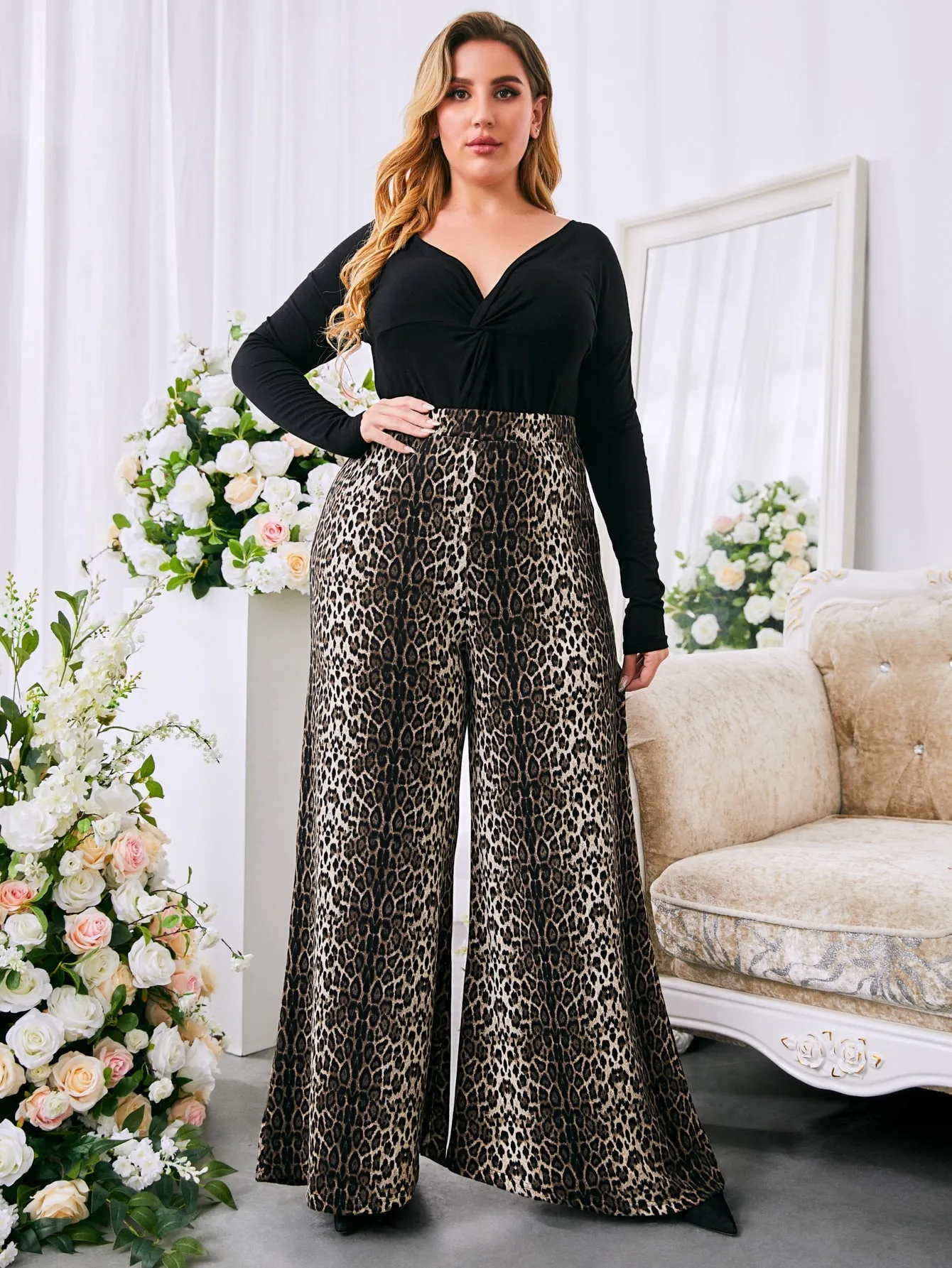 Snakeskin Print Long Plus Size Pants