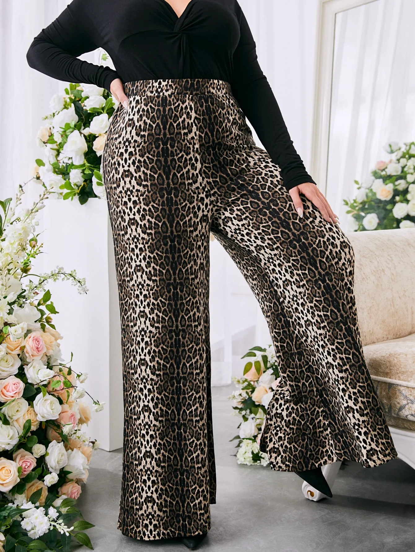 Snakeskin Print Long Plus Size Pants