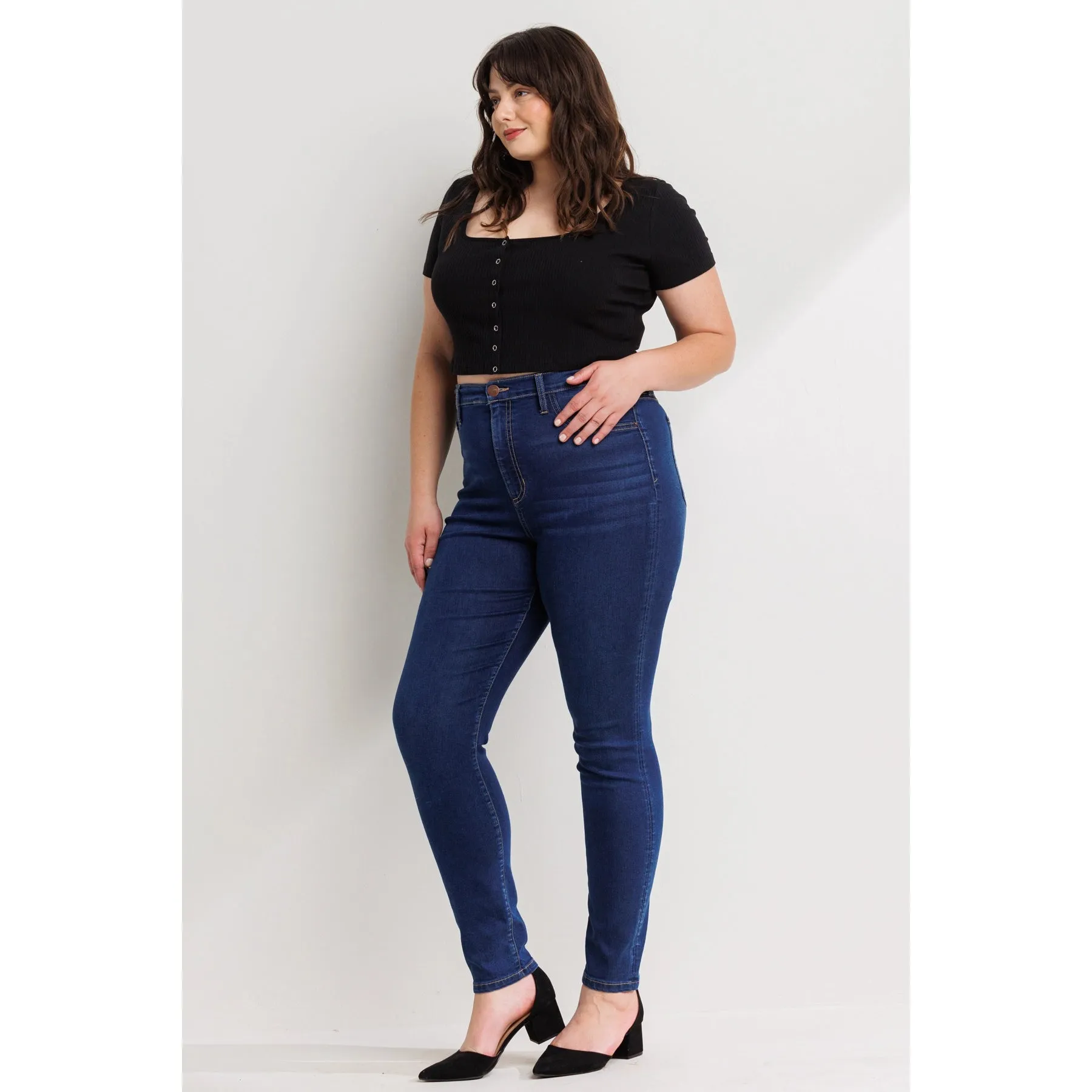 SneakPeek - High Rise Plus Ankle Skinny Denim Jegging