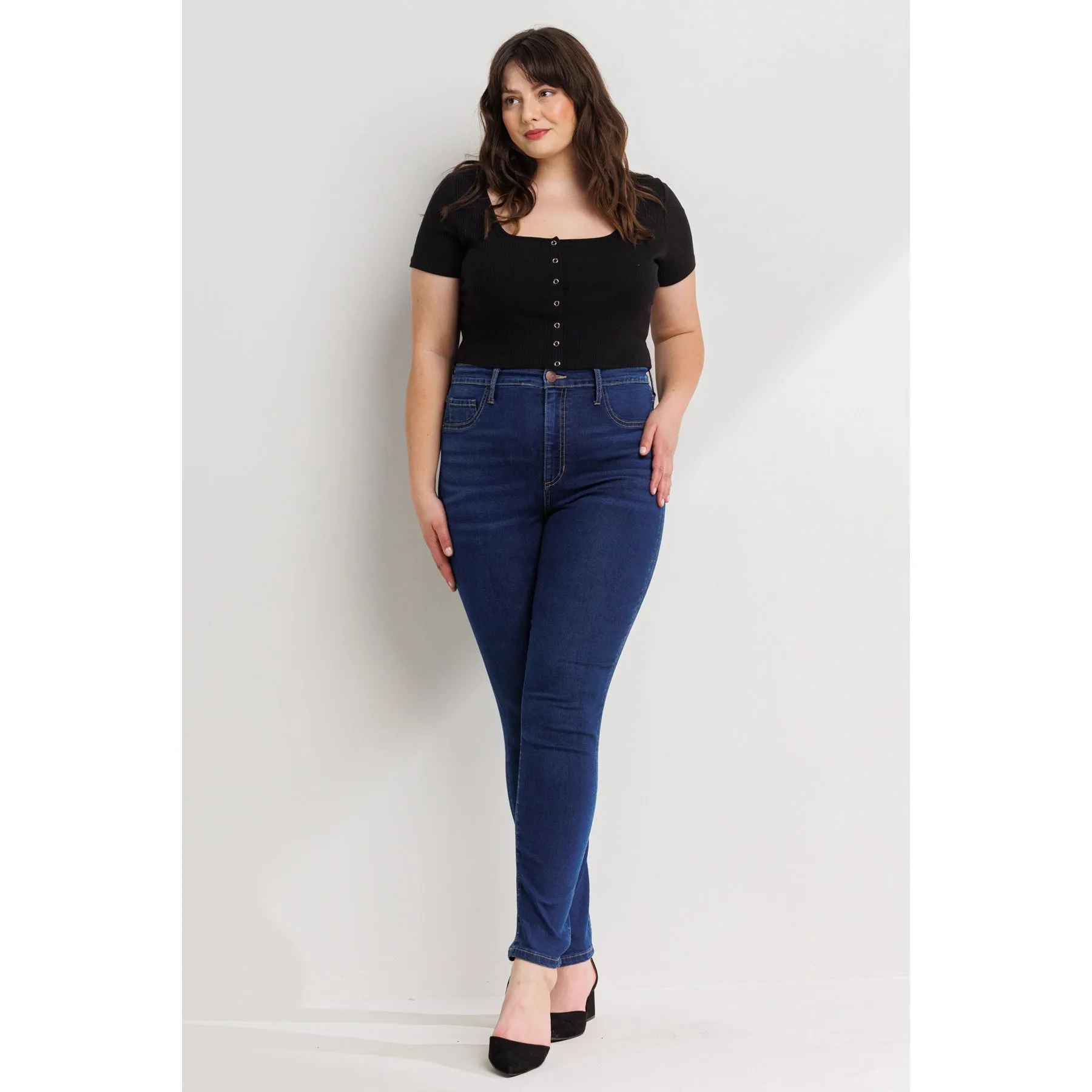 SneakPeek - High Rise Plus Ankle Skinny Denim Jegging