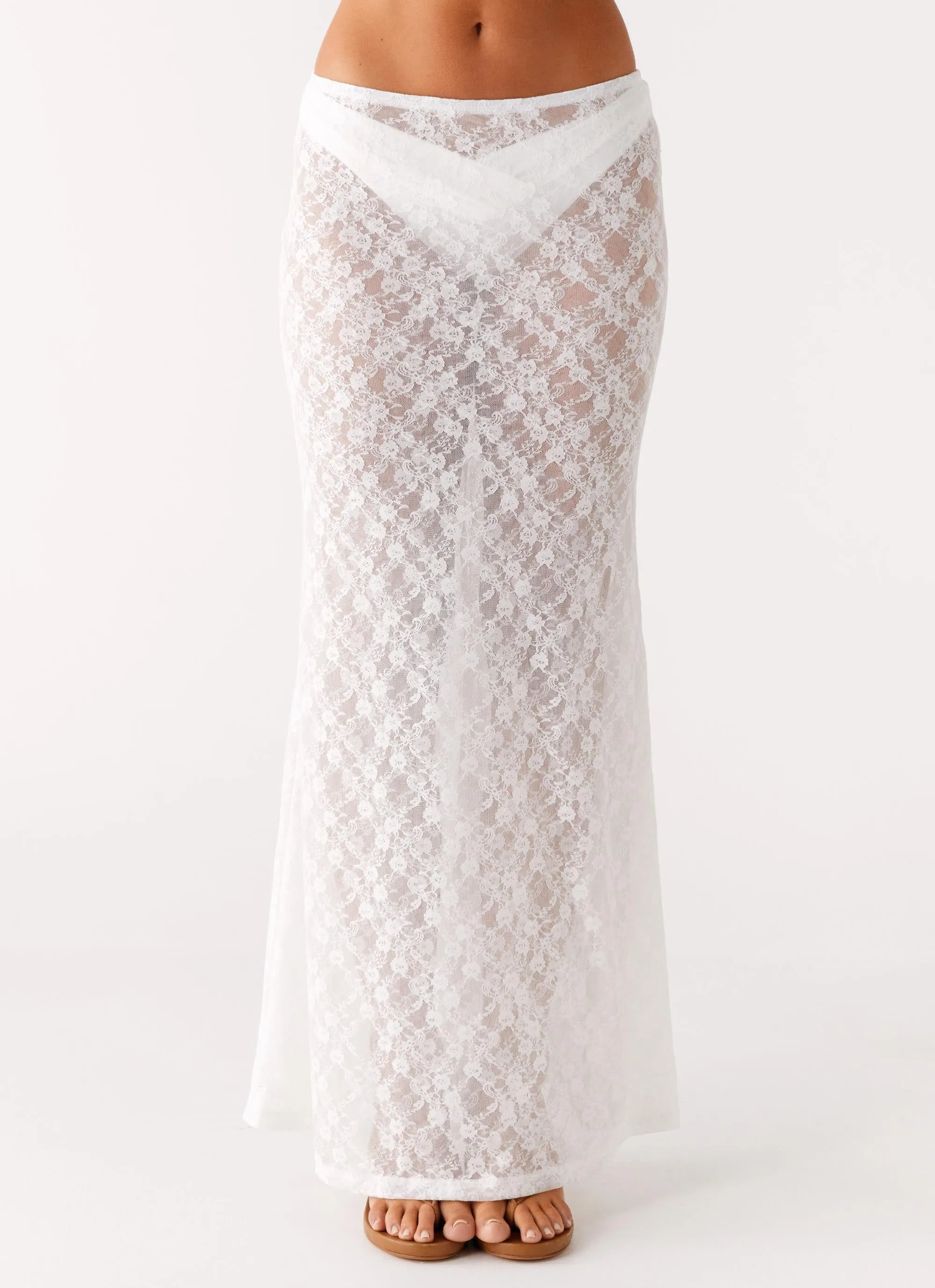 Jaz Lace Maxi Skirt - White Hip Skimming