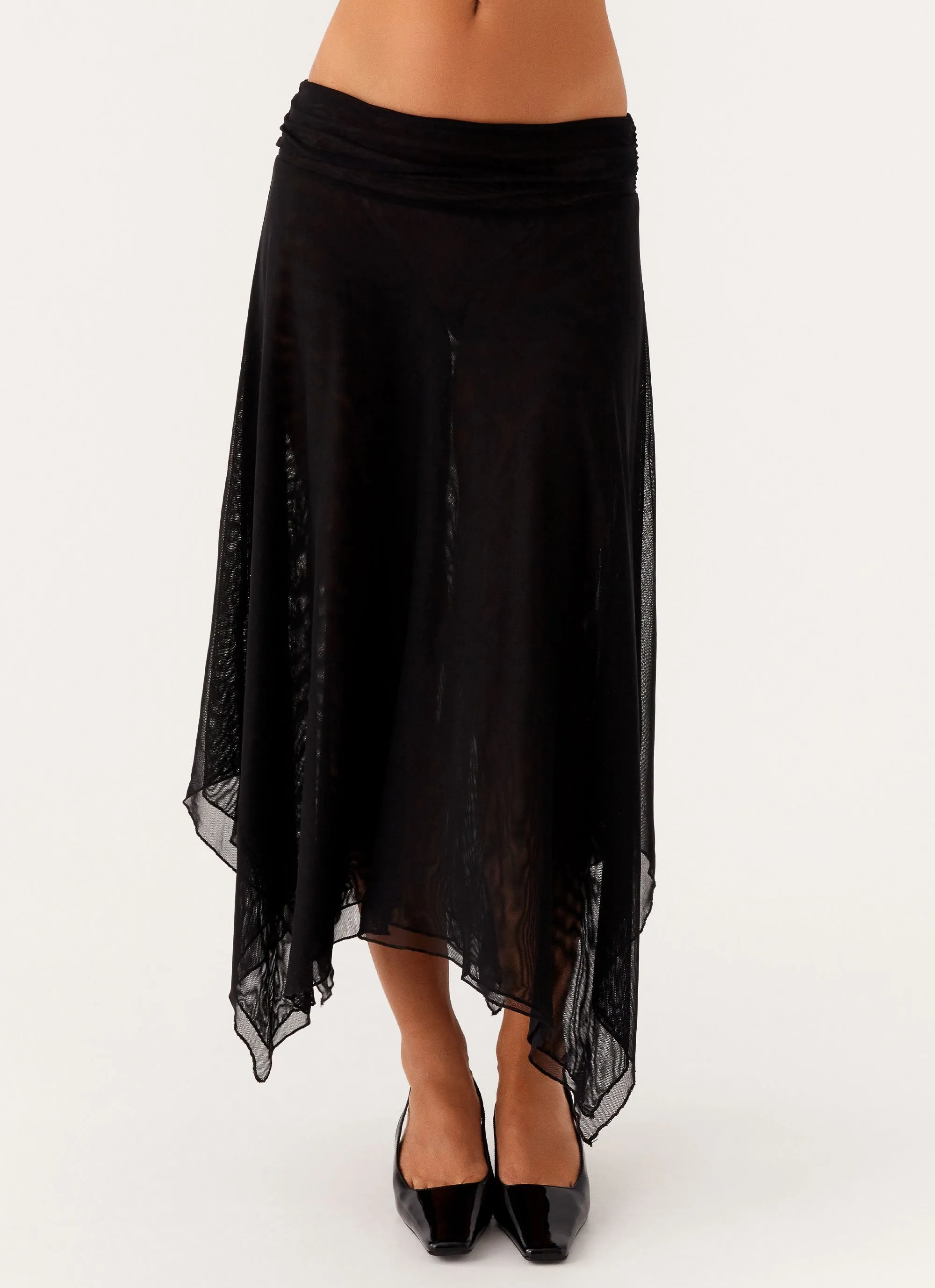 Smart Texture Crisscross Details Arwen Midi Skirt - Black