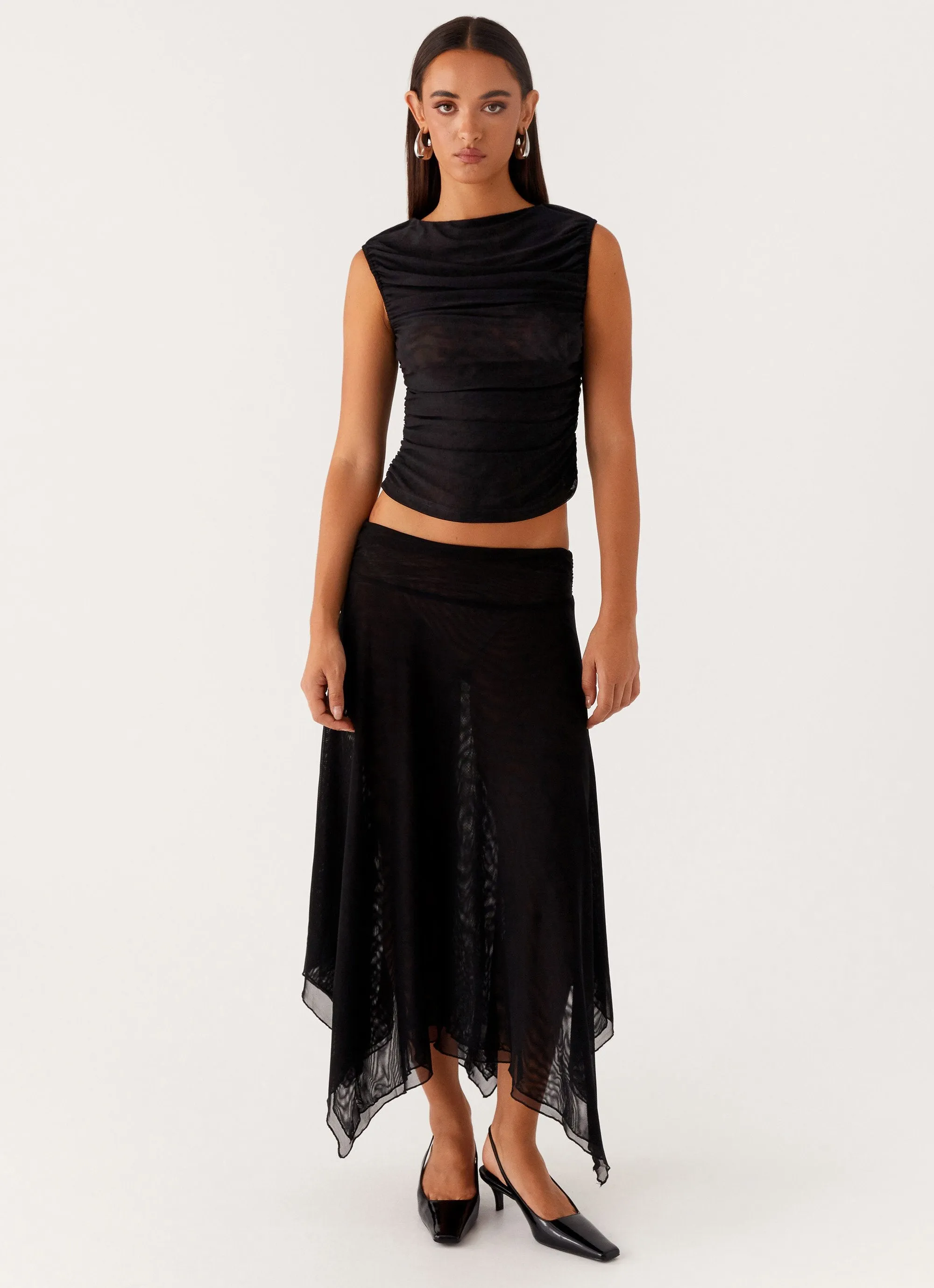 Arwen Midi Skirt - Black Soft Aesthetic