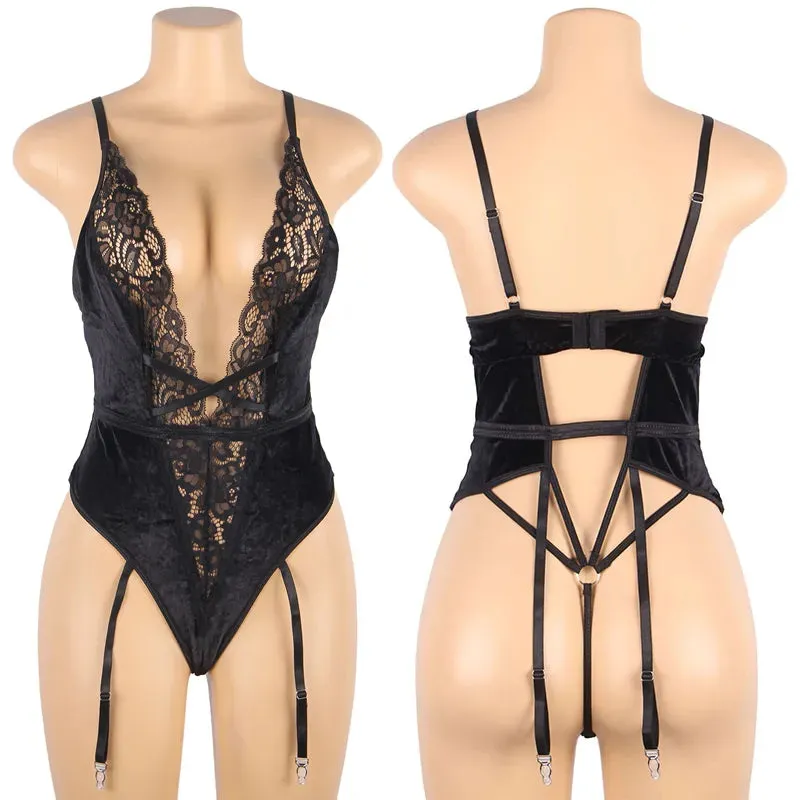 Soft Lace Plus Size Women's Suspender Jumpsuit