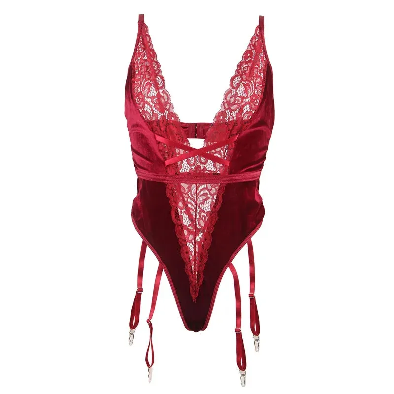 Soft Lace Plus Size Women's Suspender Jumpsuit