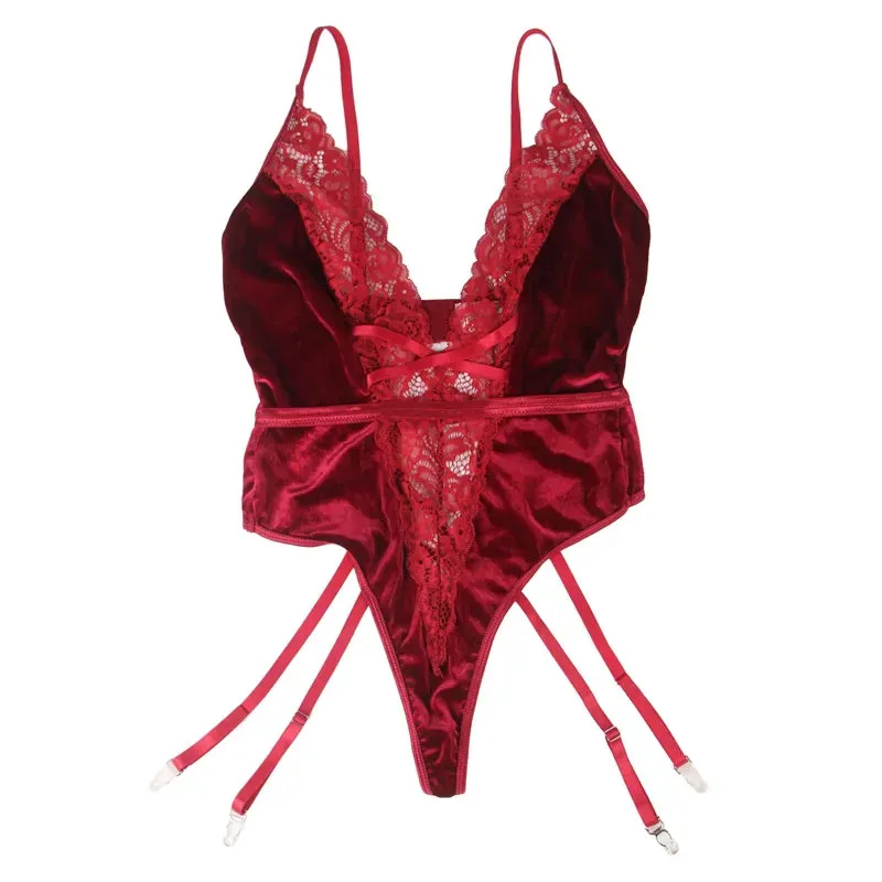 Soft Lace Plus Size Women's Suspender Jumpsuit