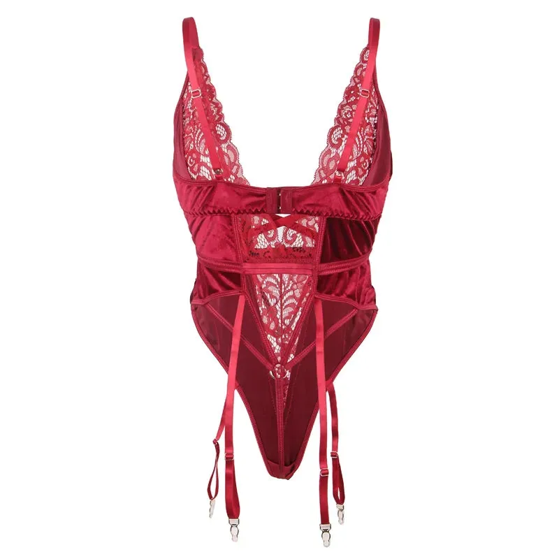 Soft Lace Plus Size Women's Suspender Jumpsuit