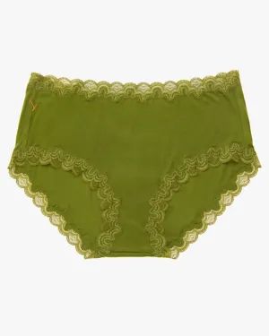 Soft Silk Panties with Contrast Lace | Terrarium Moss with Pepper Stem