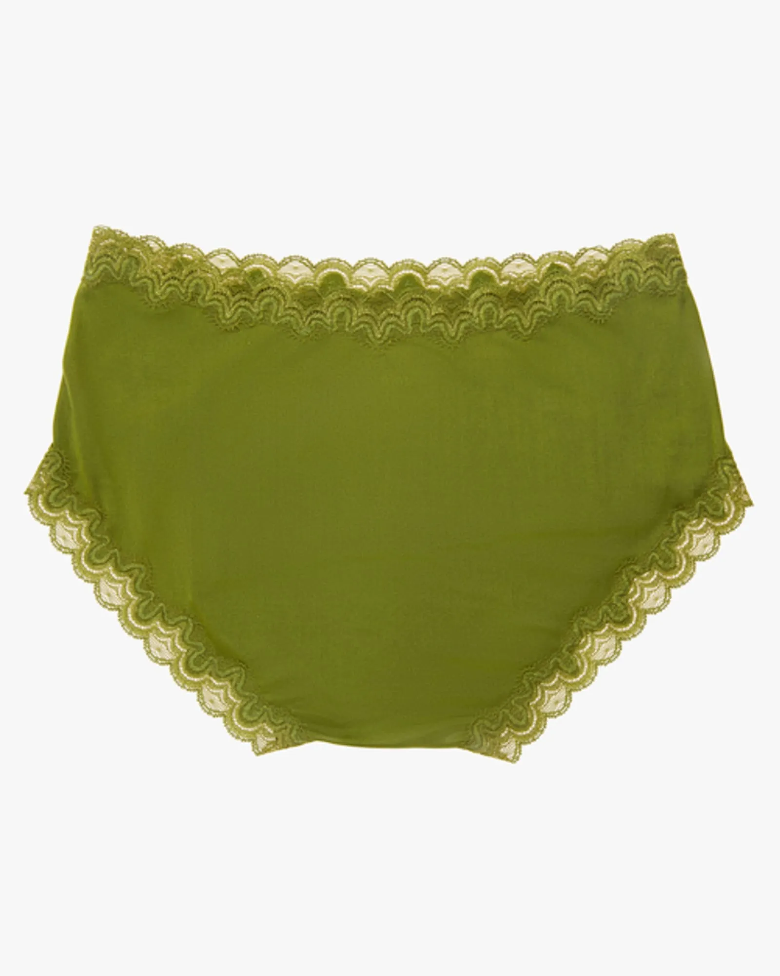 Soft Silk Panties with Contrast Lace | Terrarium Moss with Pepper Stem