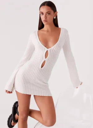 Soft Touch Lavelle Knit Mini Dress - Ivory Moisture Wicking Material Lavelle Knit Mini Dress - Ivory