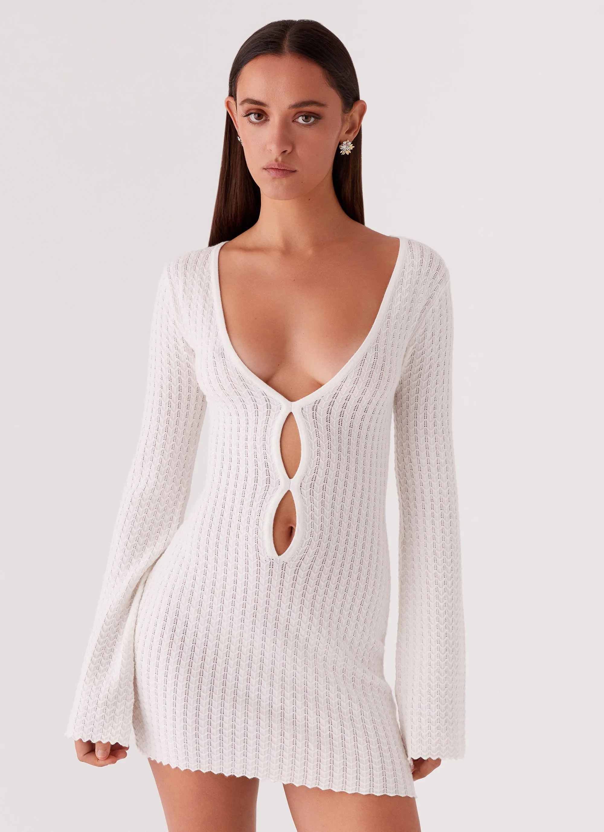 Lavelle Knit Mini Dress - Ivory Comfort-First Lightweight Layers