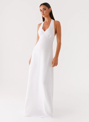 Heavy Hearted Linen Maxi Dress - White Pure Shape