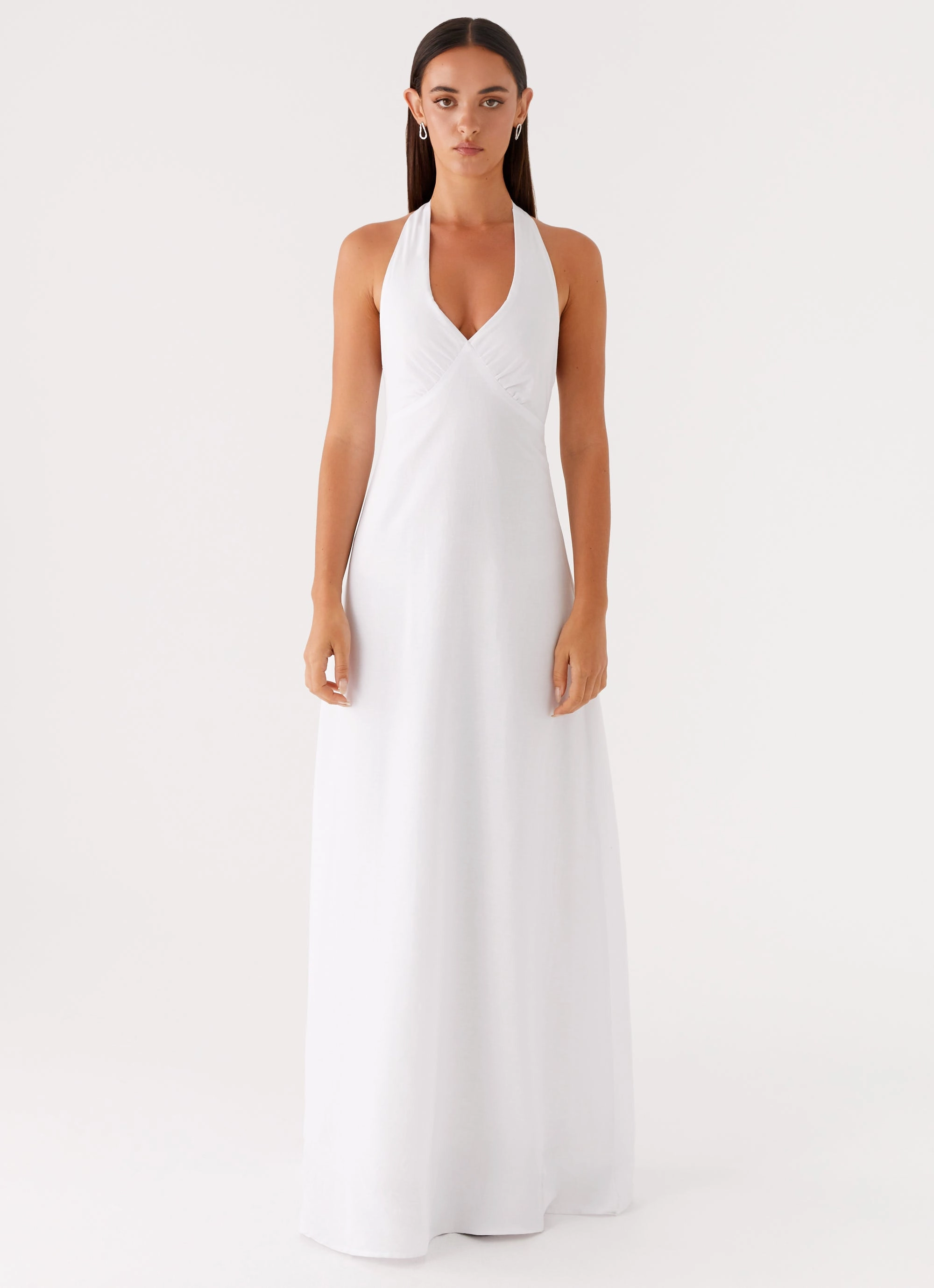 Love Blend Heavy Hearted Linen Maxi Dress - White