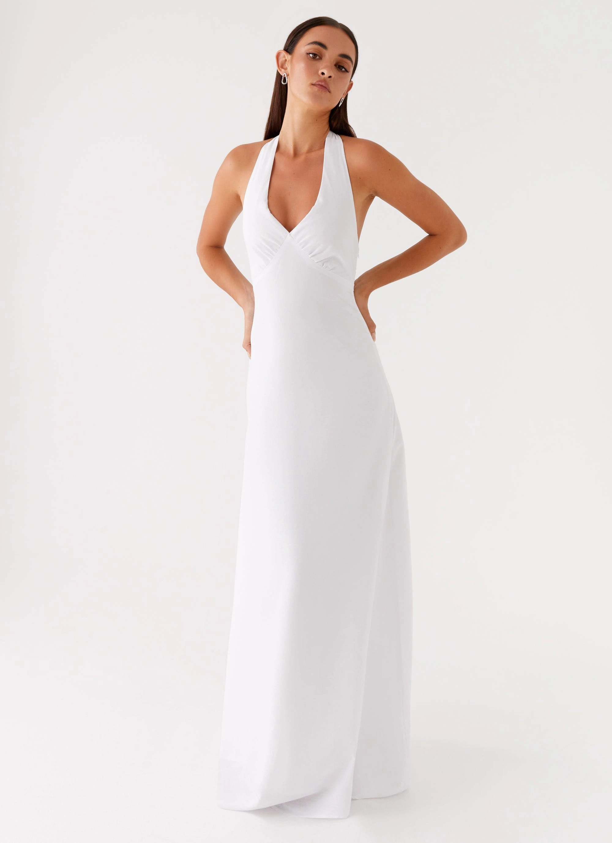 Inner lining Heavy Hearted Linen Maxi Dress - White
