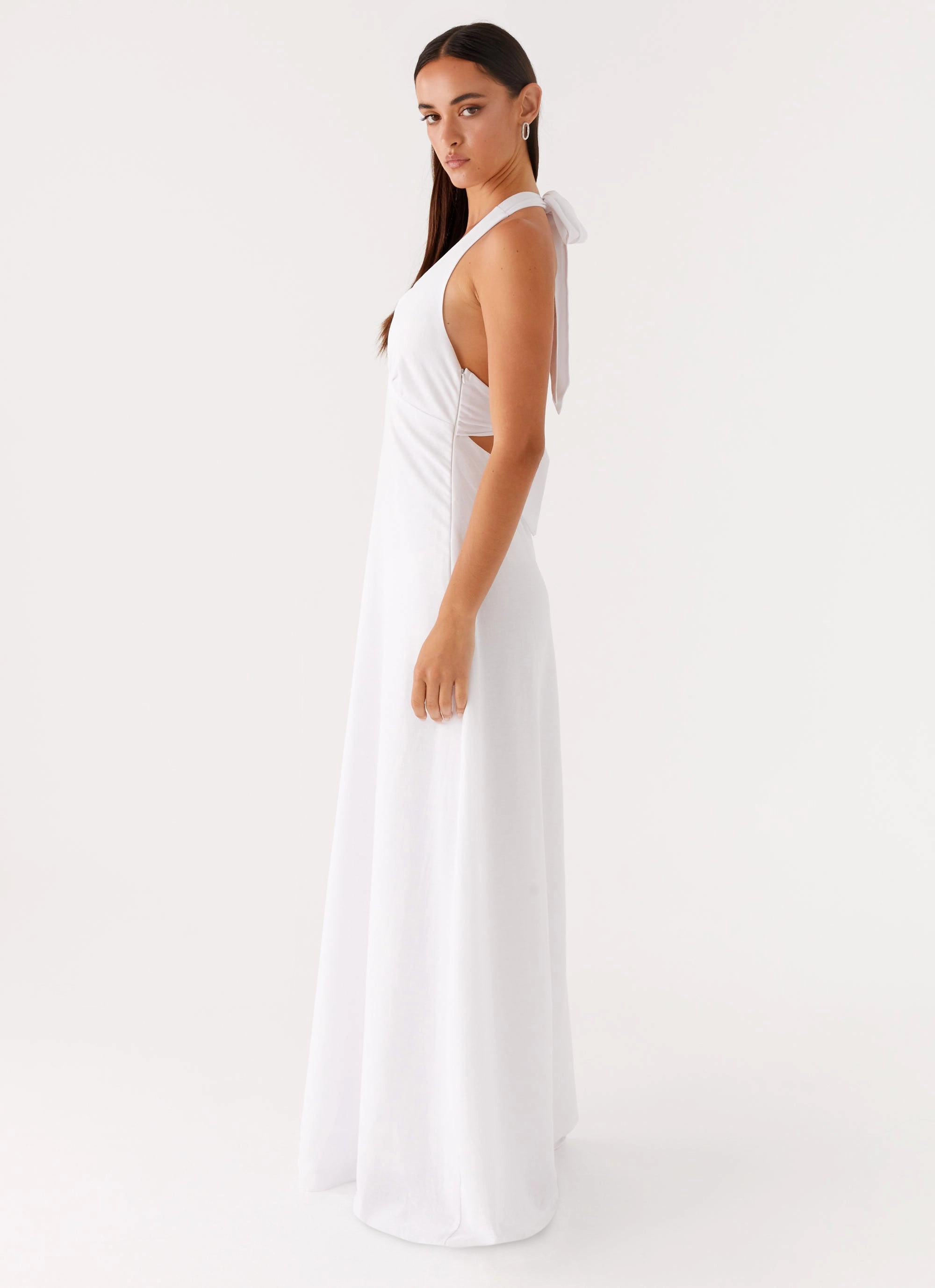 Classic knee-length dress Dry-Clean-Only Heavy Hearted Linen Maxi Dress - White