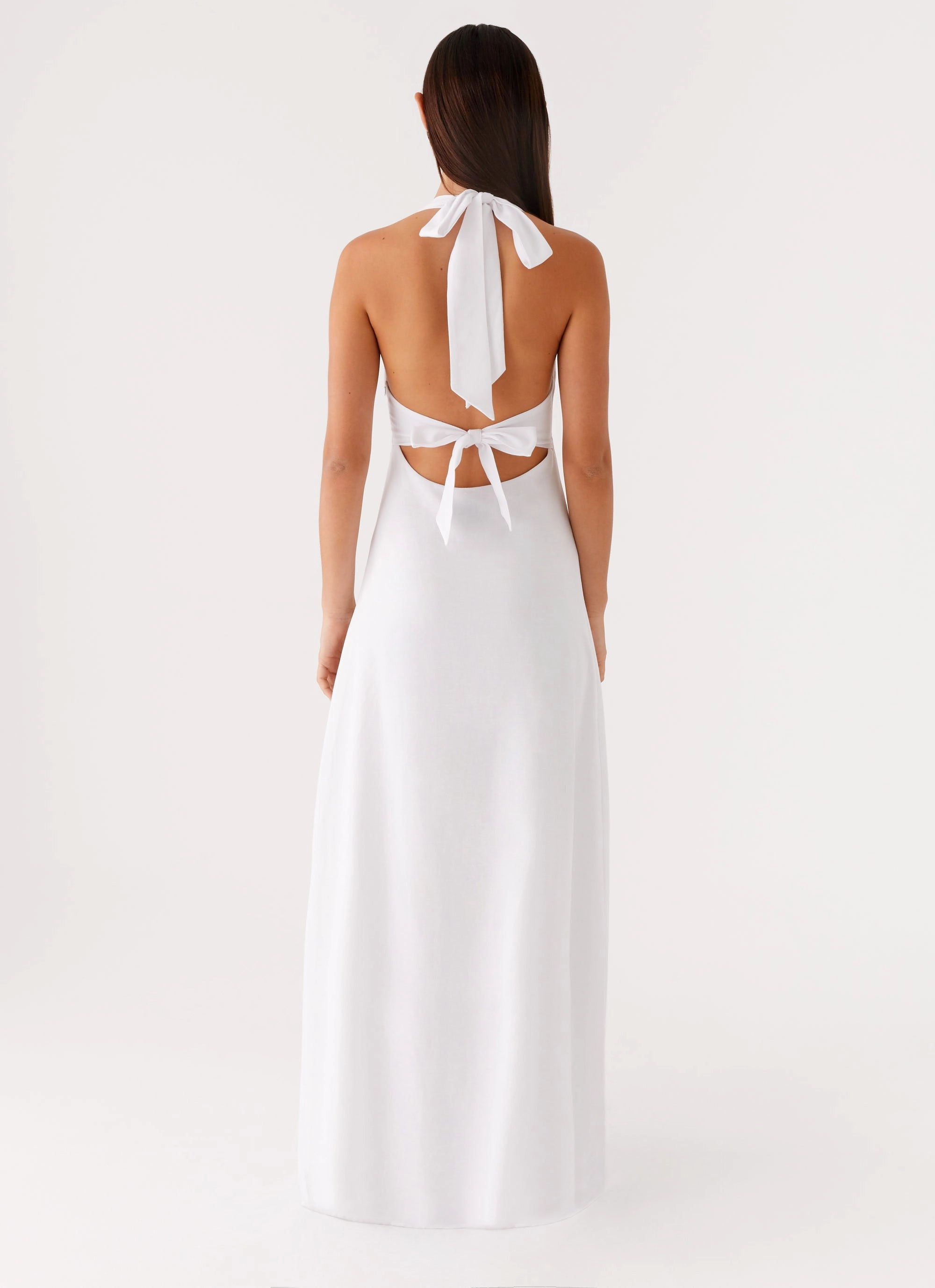 Heavy Hearted Linen Maxi Dress - White Classy Look Neutral Aesthetic