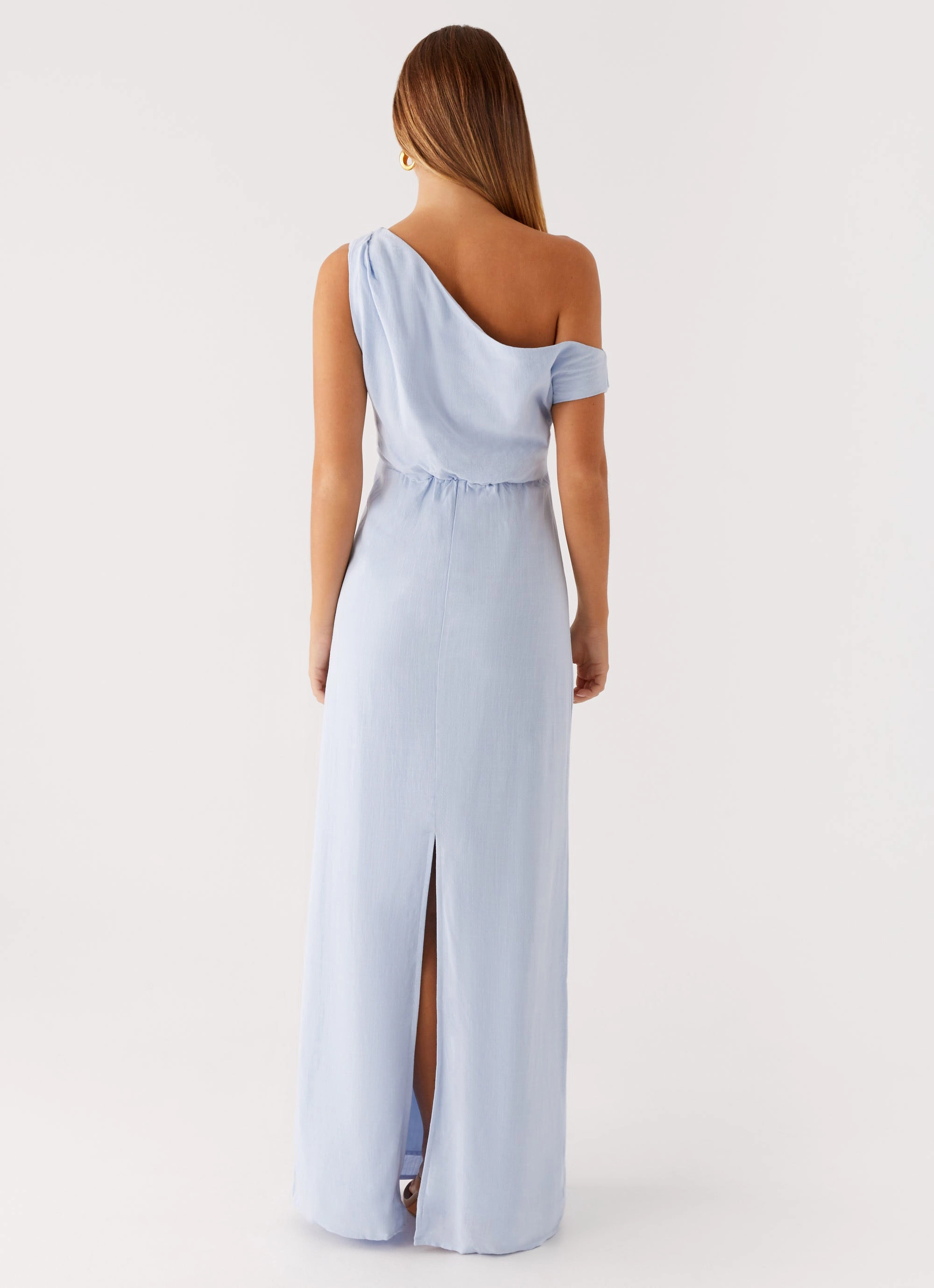 SustainableCotton Cozy and Comfortable Lady Love Linen Maxi Dress - Blue