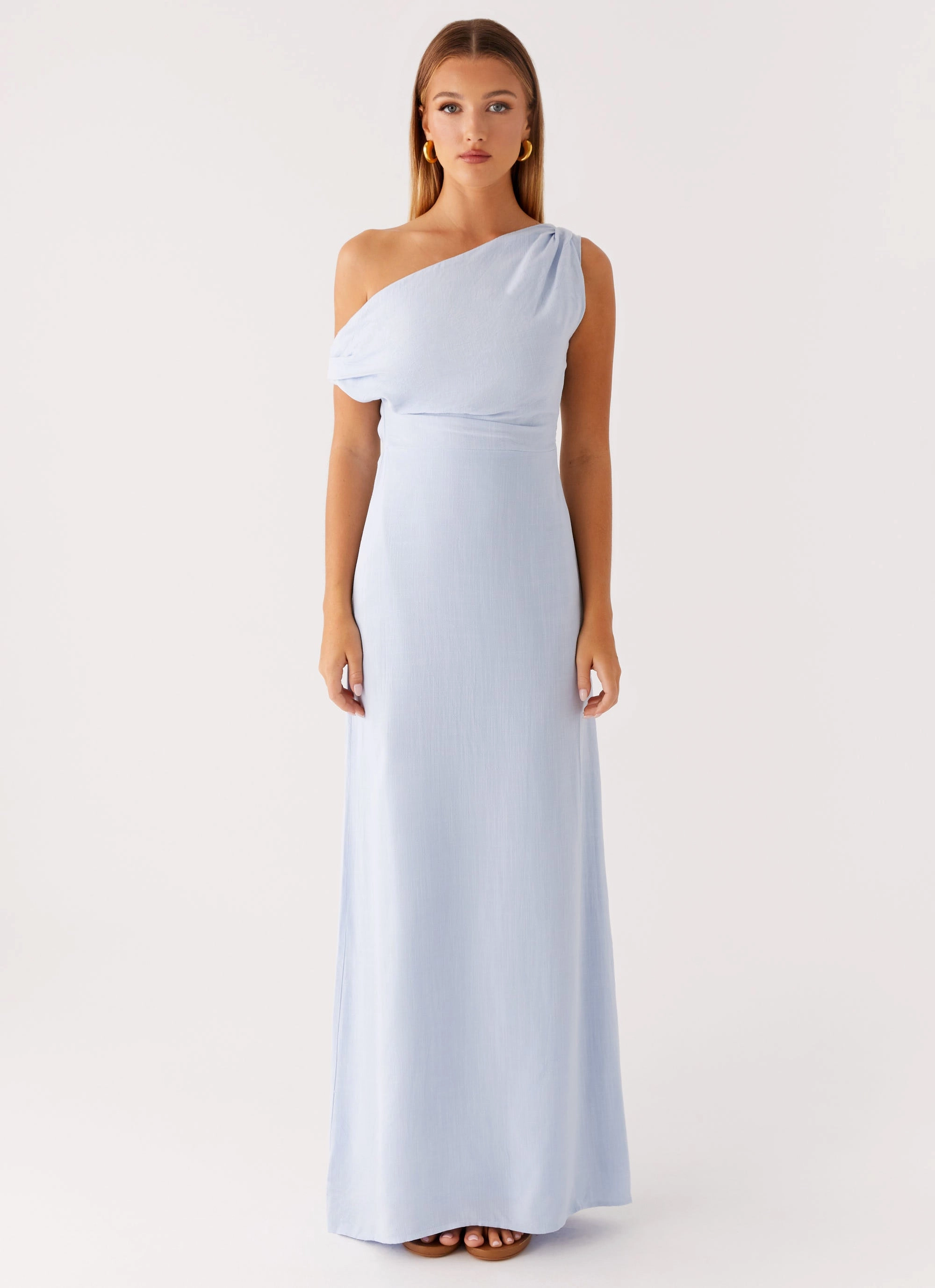 BreathableLining Lady Love Linen Maxi Dress - Blue