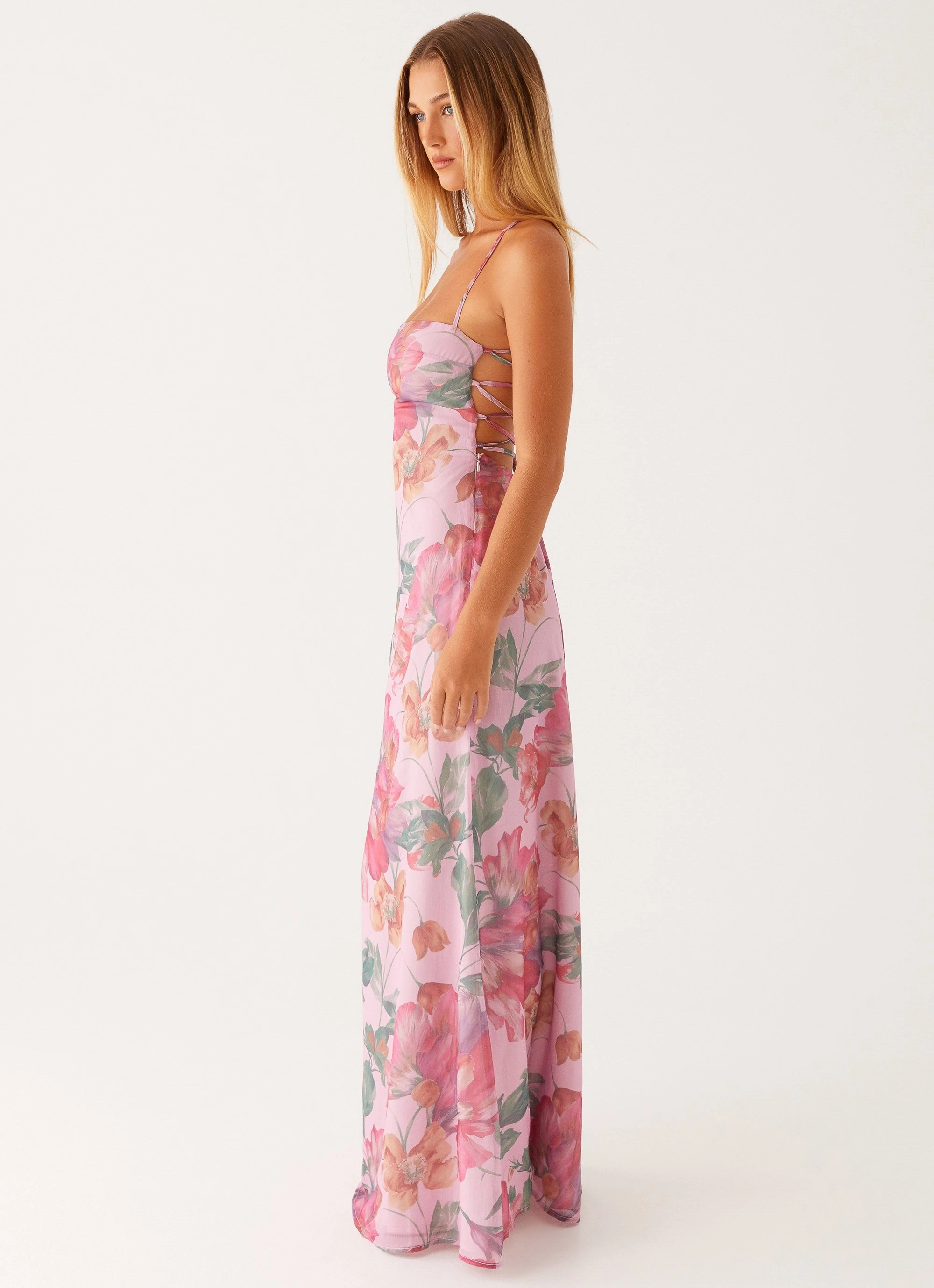 Peggy Maxi Dress - Pink Floral Flowy casual dress Polished Style
