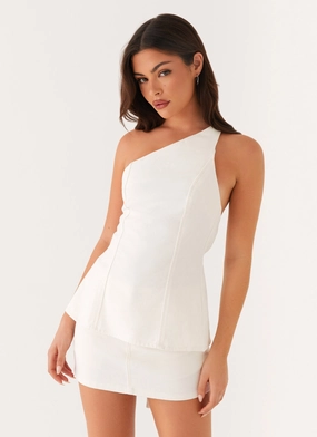 Eco Friendly Dye Rubberized grip Maysa Denim Top - Ivory