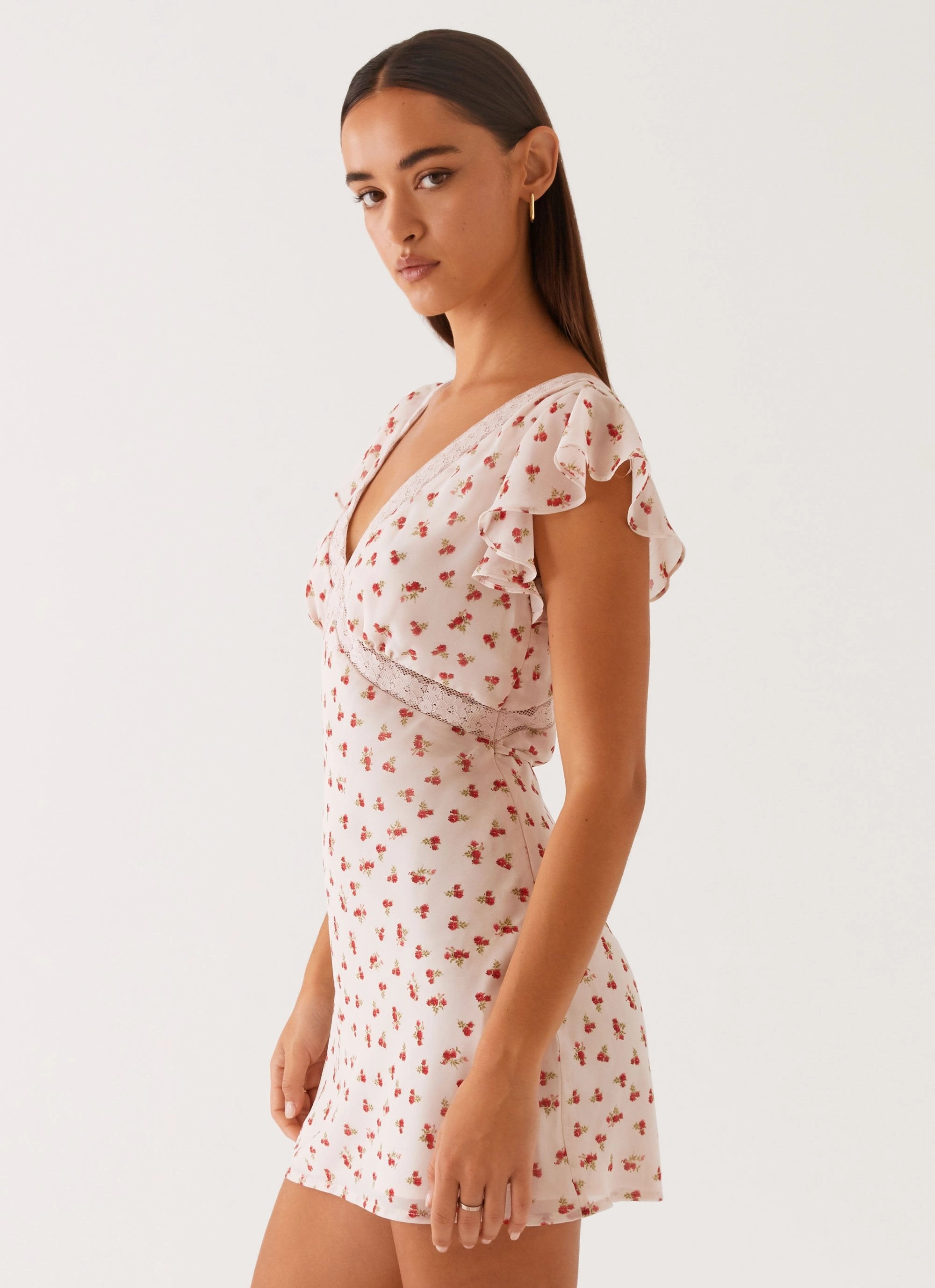 Tangled dreams Mini Dress - Red Ditsy Floral Trend Glow Effortless Elegance