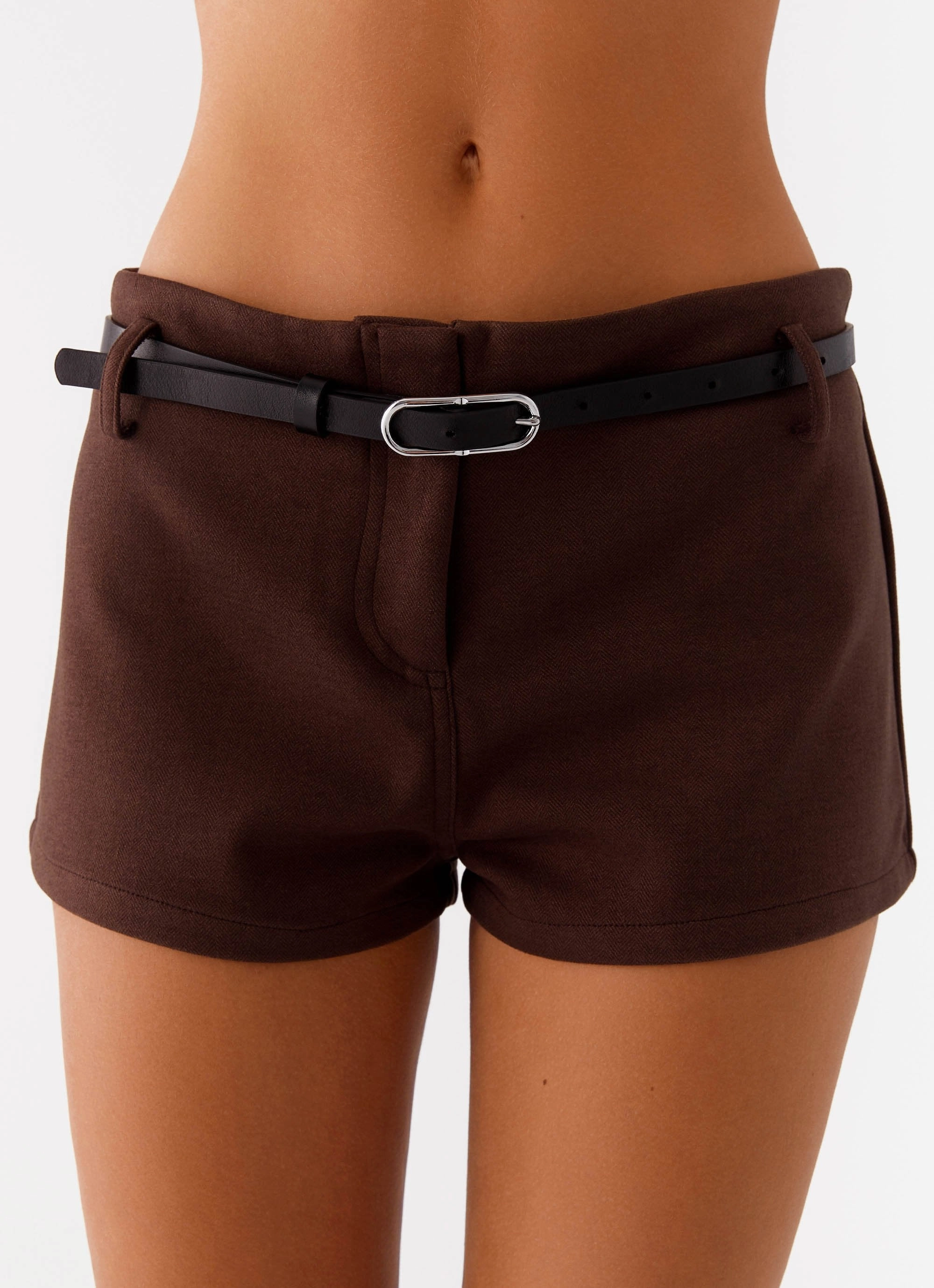 Multi Pocket Design Chic Comfort Curfew Micro Short - Chocolate