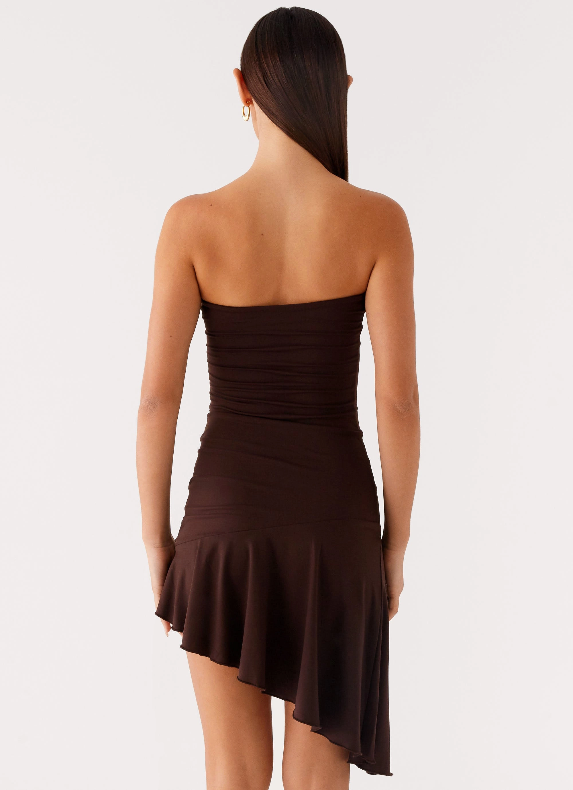 Premium Fabric Chilly Wear Arianne Mini Dress - Chocolate