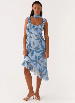 Soft Texture Fariday Midi Dress - Opulent Blue Fariday Midi Dress - Opulent Blue Subtle Charm Clean Structure