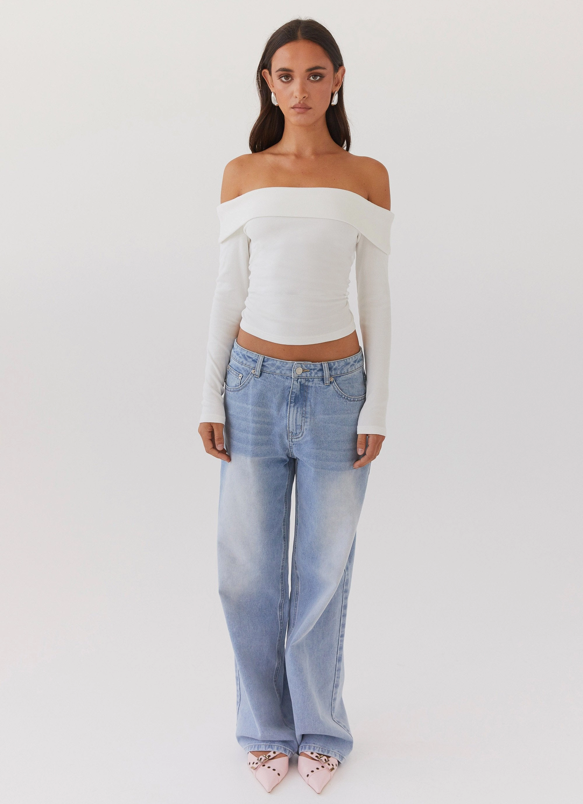 Hayley Long Sleeve Ribbed Top - White EcoFriendlyMaterial