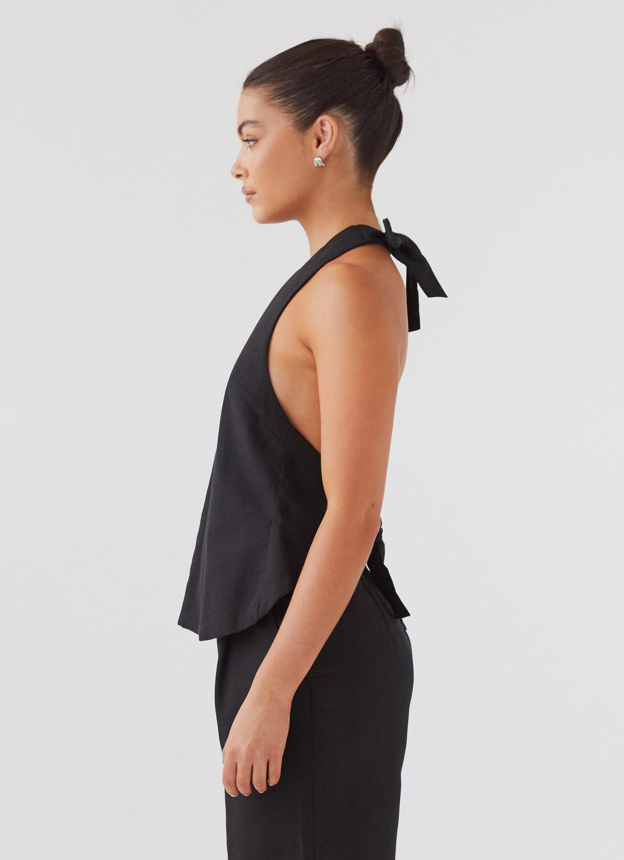 Adjustable Hem Toggles Heatwave Linen Apron Top - Black