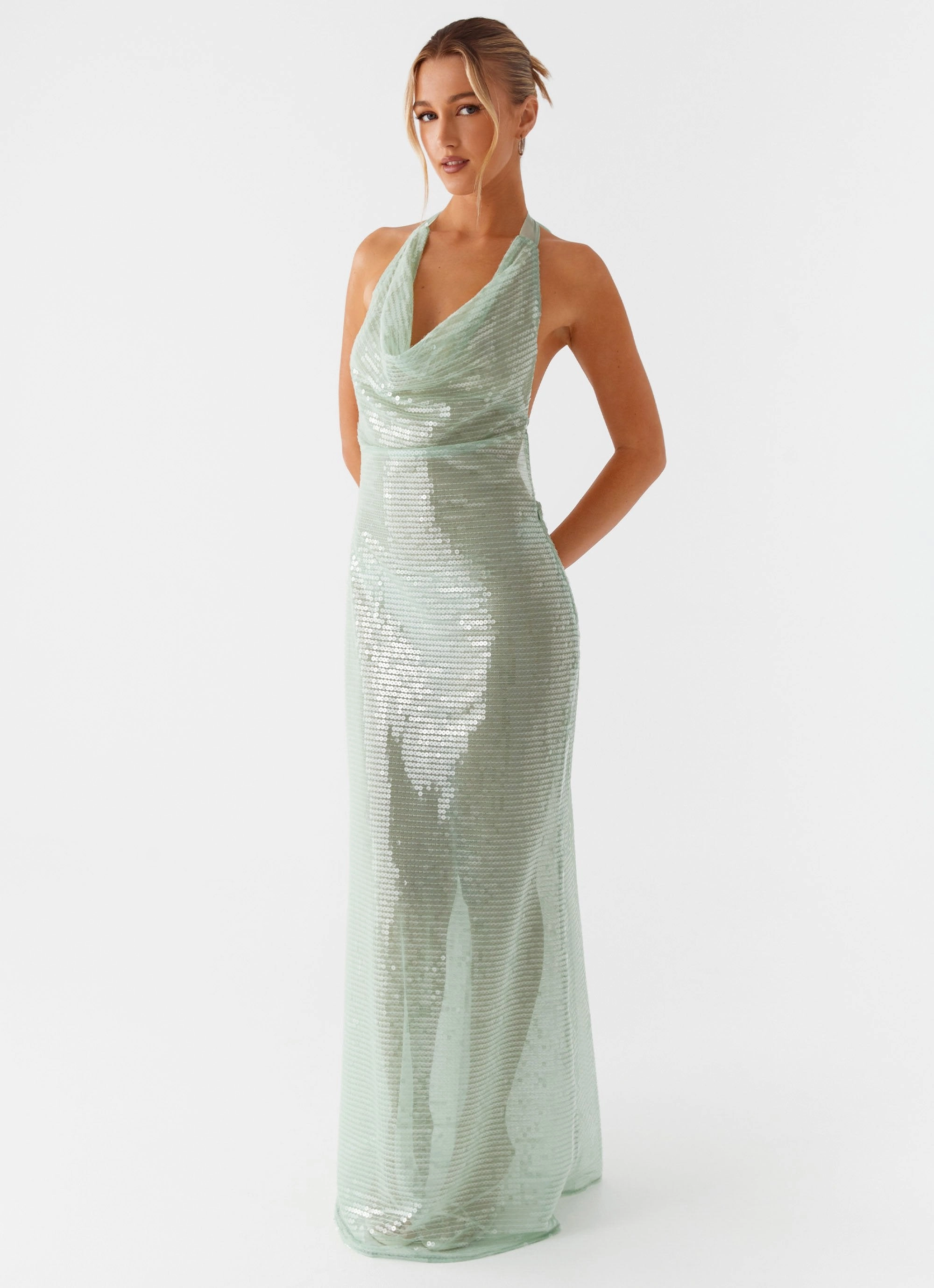Simple Chic Above the Clouds Cowl Maxi Dress - Green