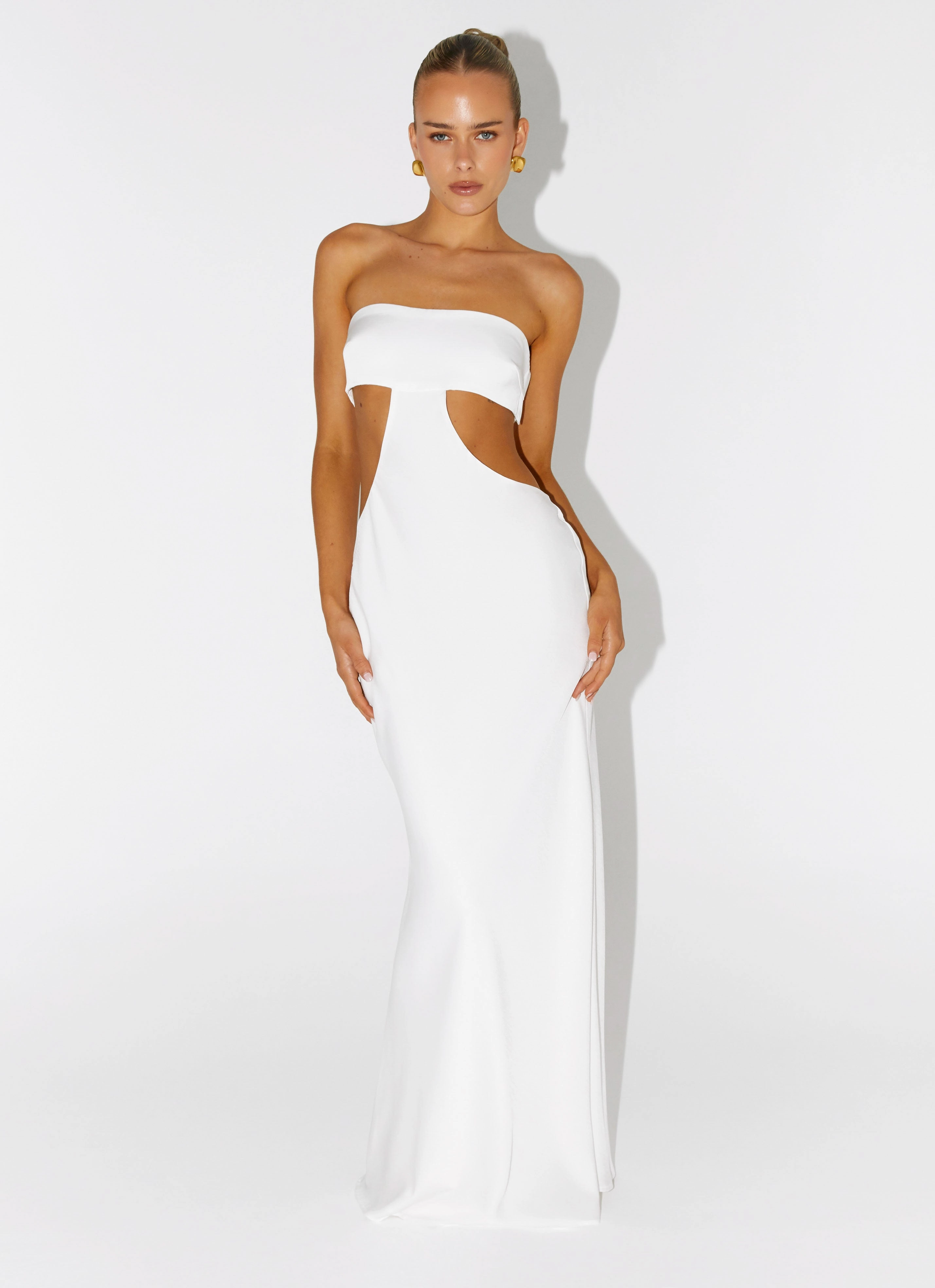 Kiss Me Cut Out Maxi - Ivory Button-Cuff