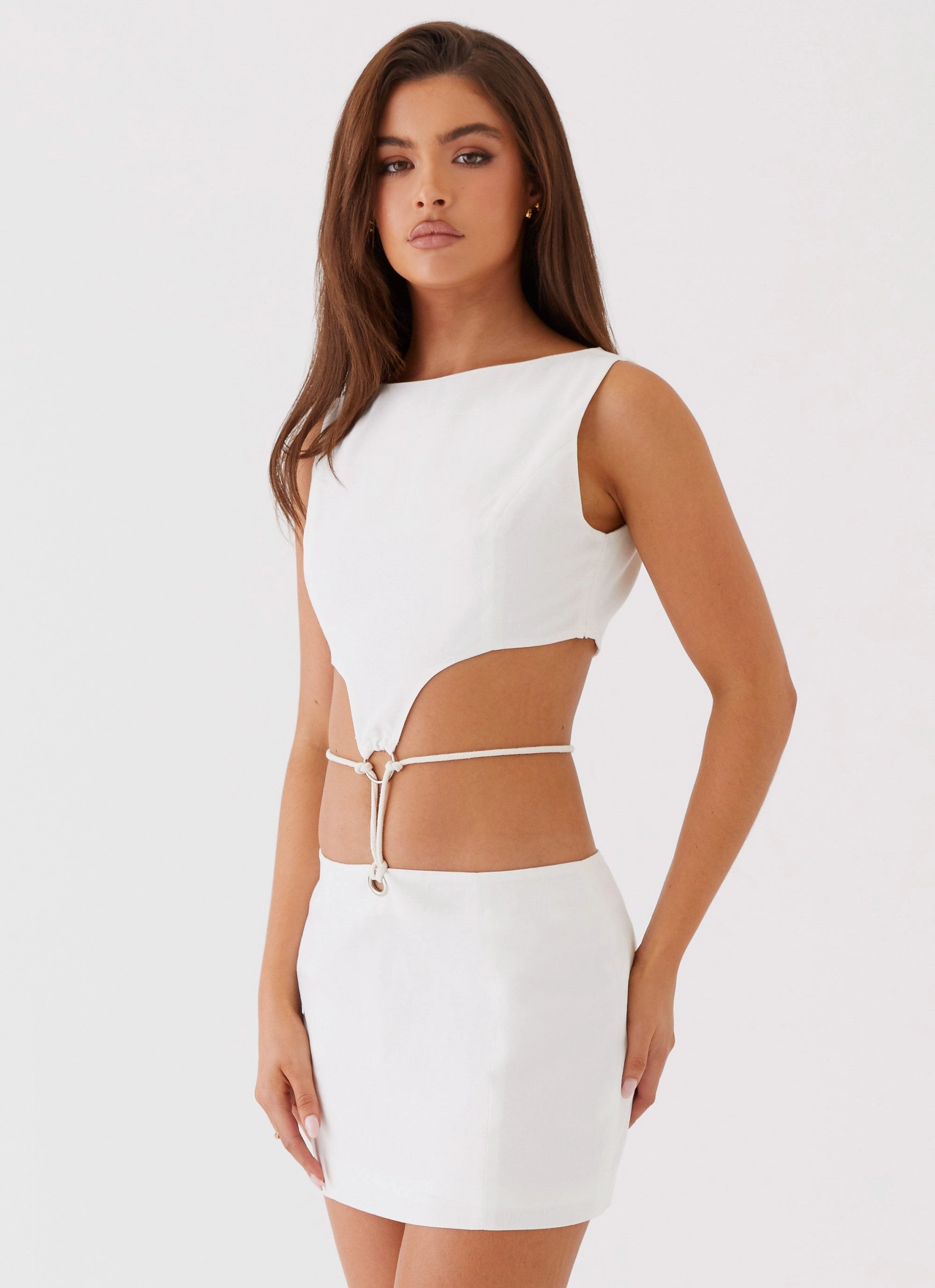 Fresh Outfit Ryann Cut Out Mini Dress - White