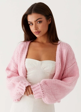 Softshell Material Jasleen Knit Cardigan - Pink Jasleen Knit Cardigan - Pink Easy Wear Textured Finish