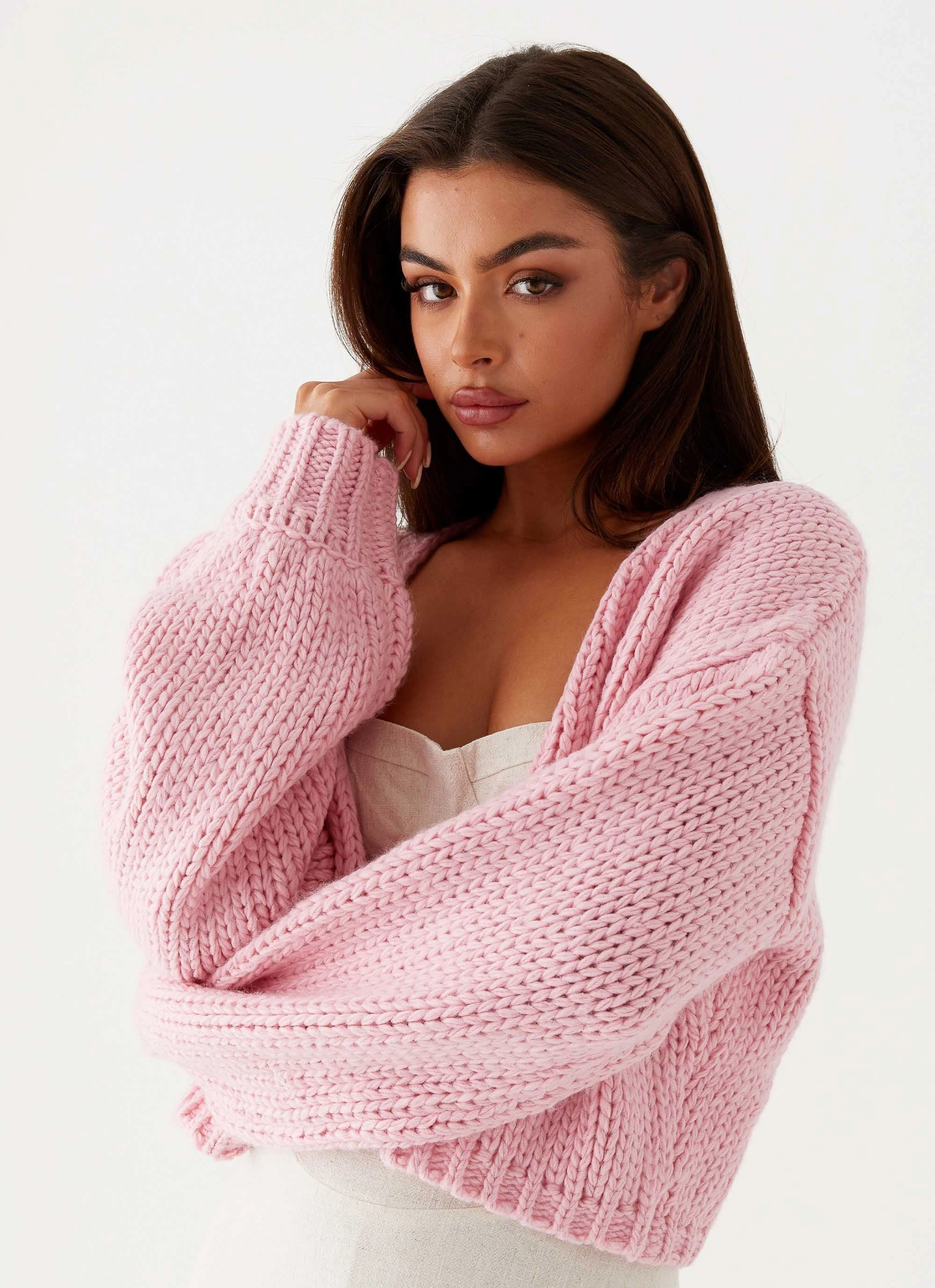 Mark Style Jasleen Knit Cardigan - Pink