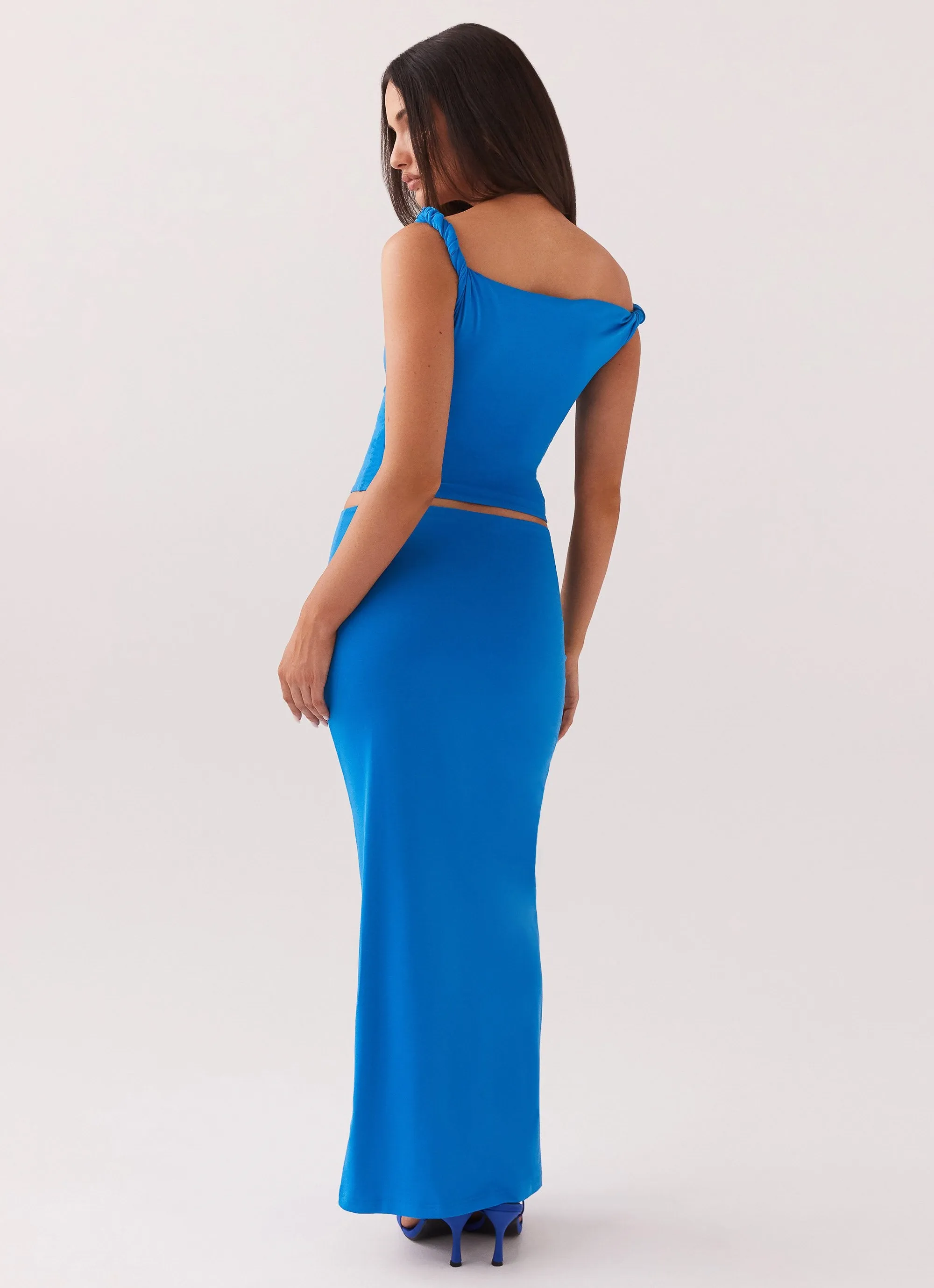 Functional Fashion Knitted Fabric Solace Soul Maxi Skirt - Cobalt