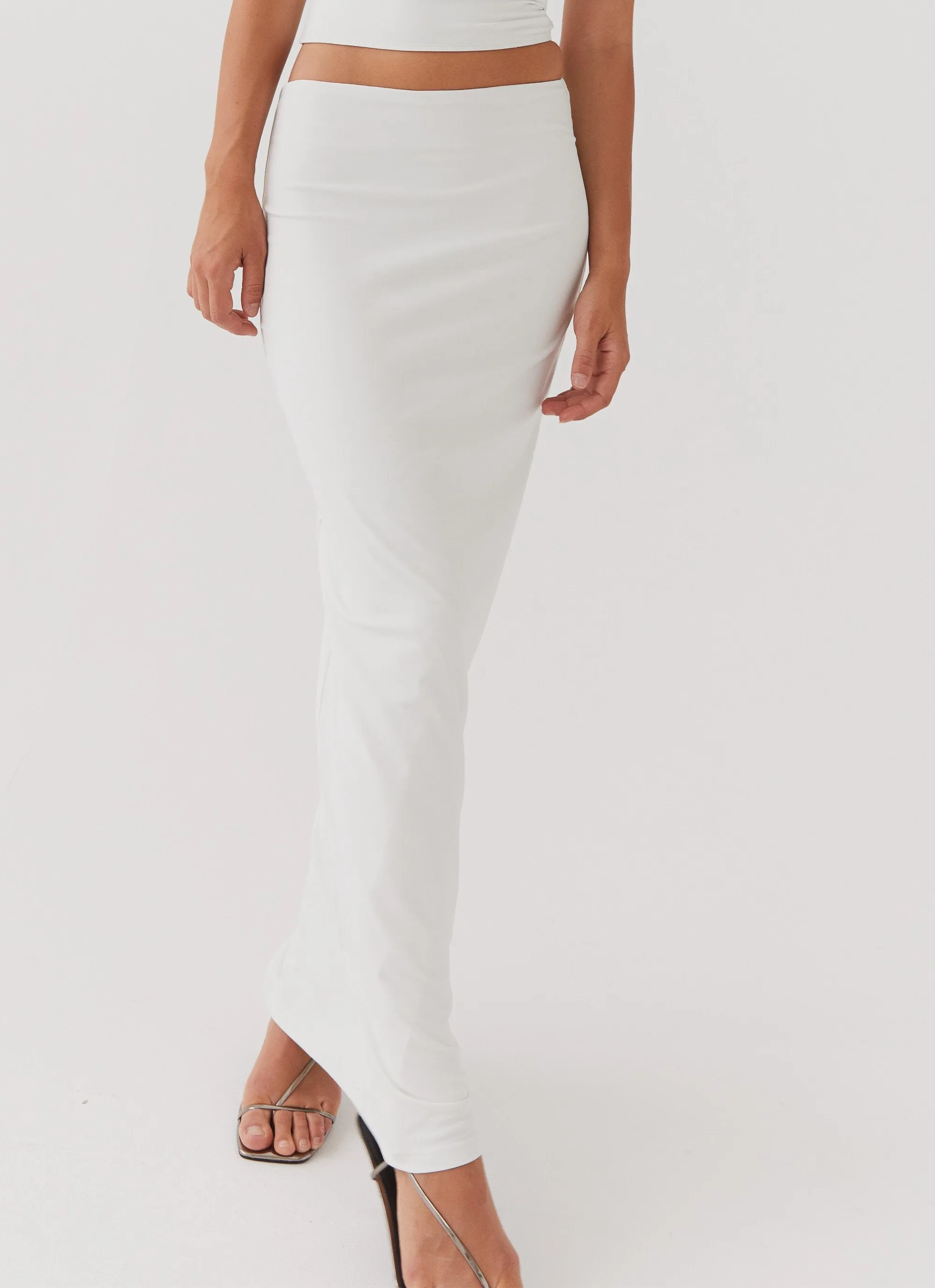 Solace Soul Maxi Skirt - Ivory Bold Accent Smart Texture