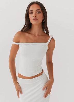Solace Soul Twist Shoulder Top - Ivory Reinforced Neckline Detail