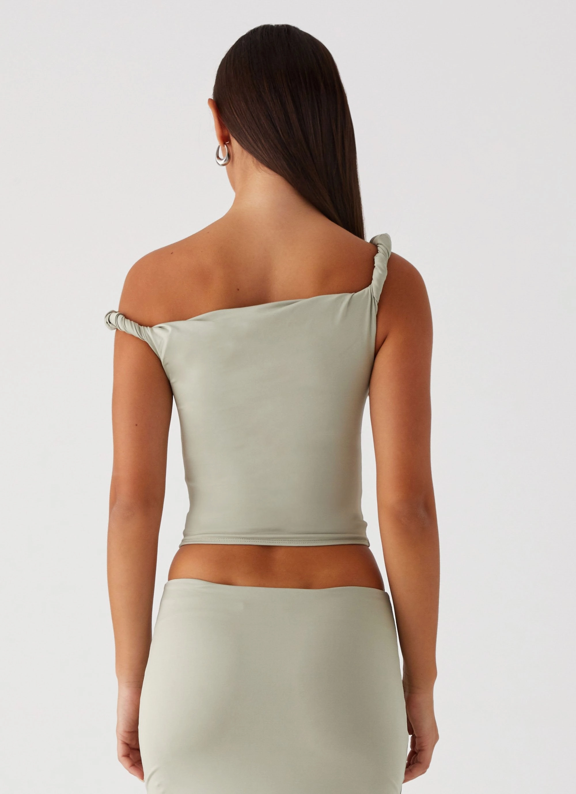 Solace Soul Twist Shoulder Top - Sage DoubleLayeredCollar