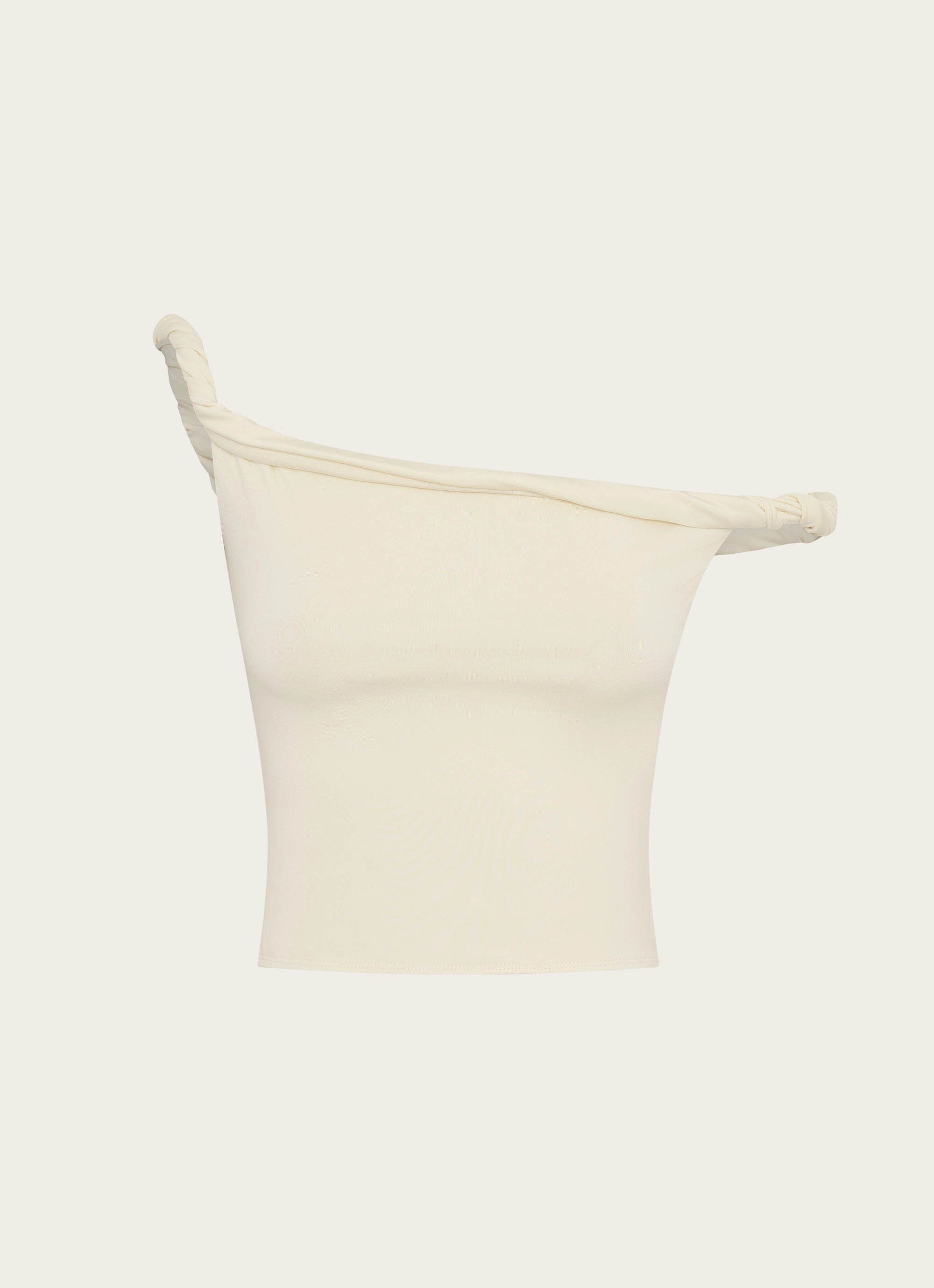 Double Faced Jersey Knit ChafeFreeEdging Solace Soul Twist Shoulder Top - Yellow