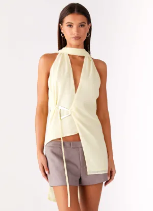 Solari Scarf Top - Yellow StainResistant Coating Solari Scarf Top - Yellow Button Down Collar Style