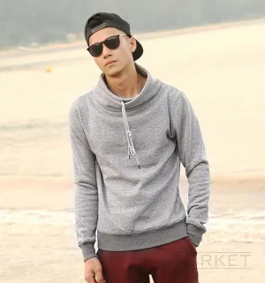 Solid Color Men's Sweatshirt With Long Sleeve