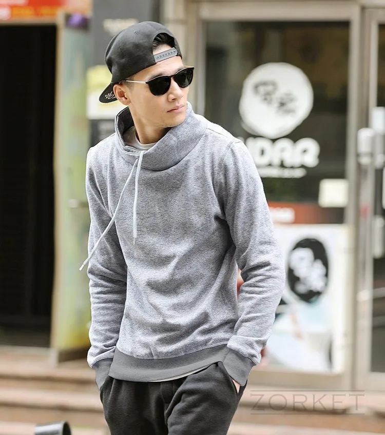 Solid Color Men's Sweatshirt With Long Sleeve