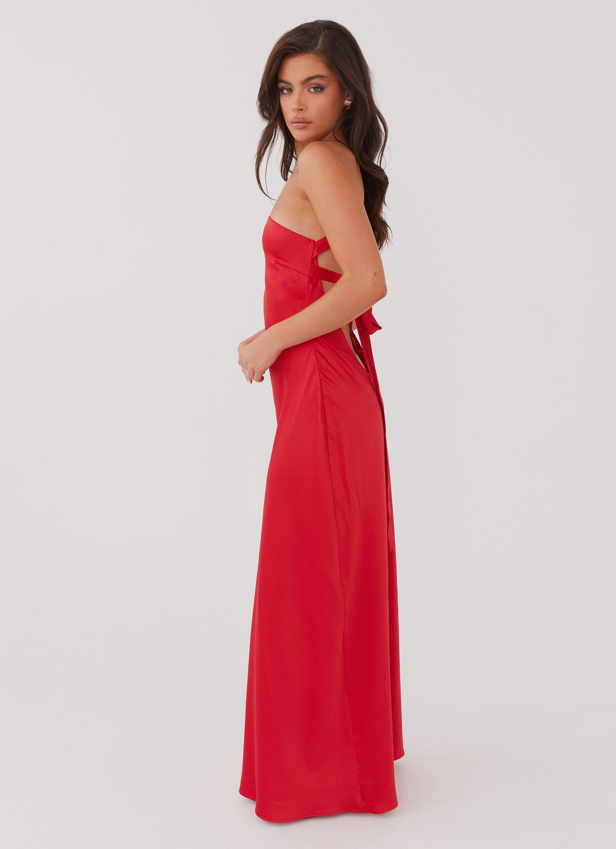 Delancy One Shoulder Maxi Dress - Rouge Red Summer Staple Maternity-Fit